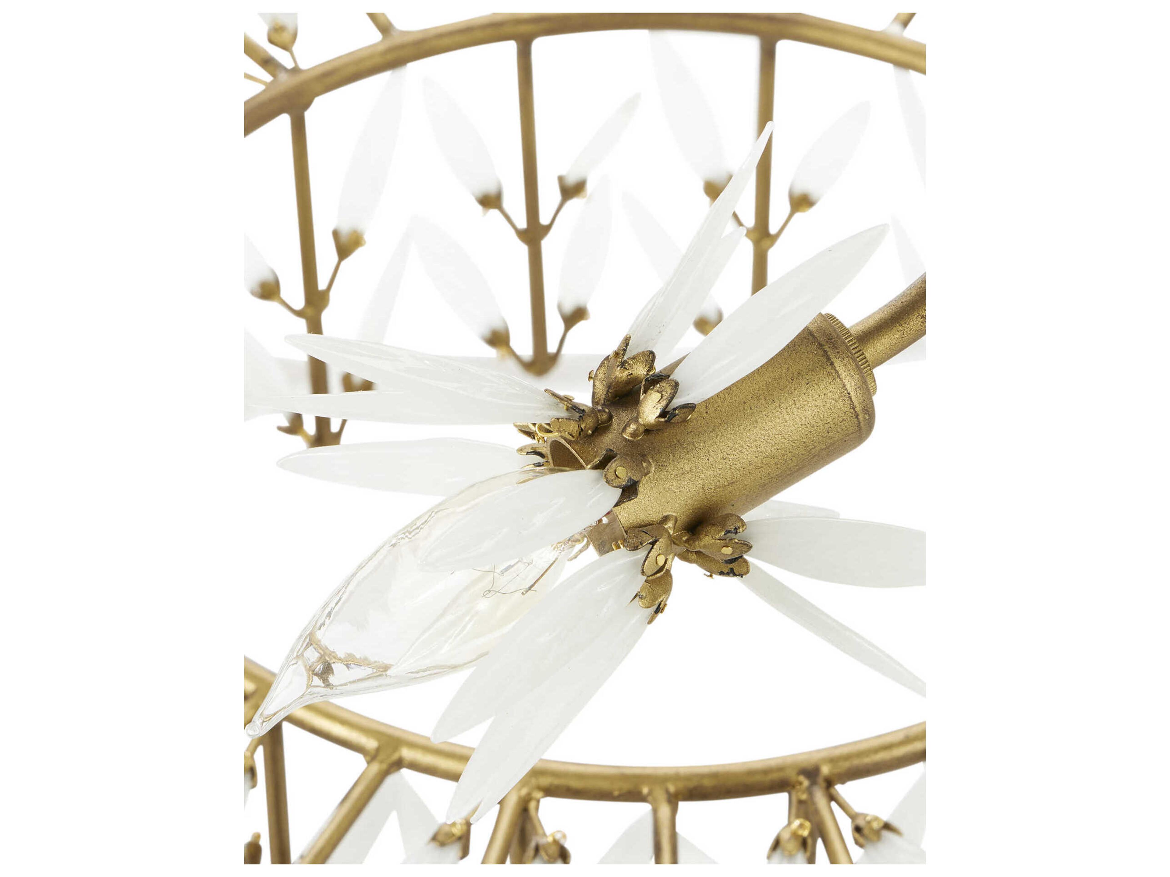 Currey & Company Magnum Opus 12-Light Brass White Glass Chandelier