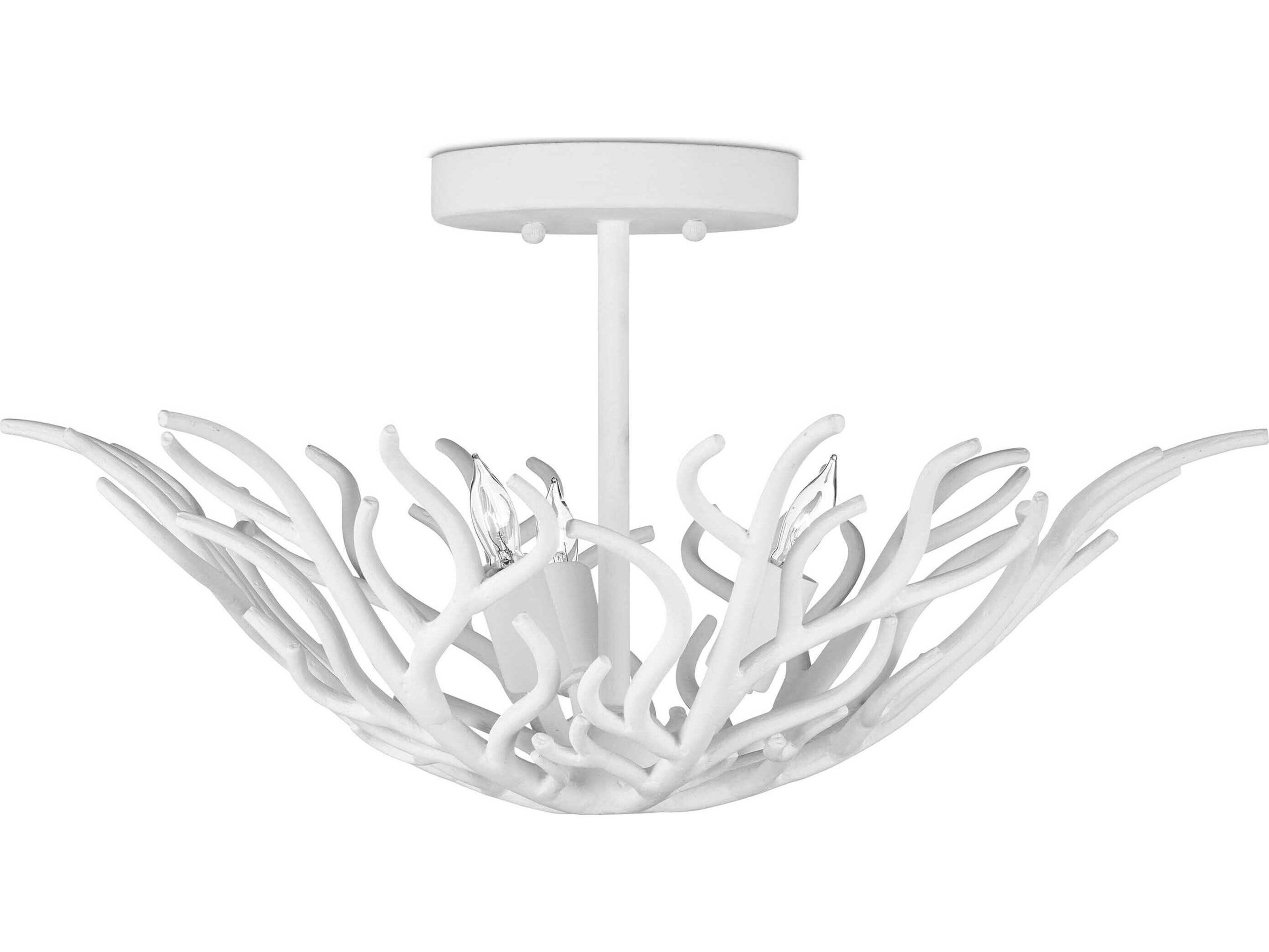 Currey & Company Snowfall 3-Light Gesso White Semi Flush Mount