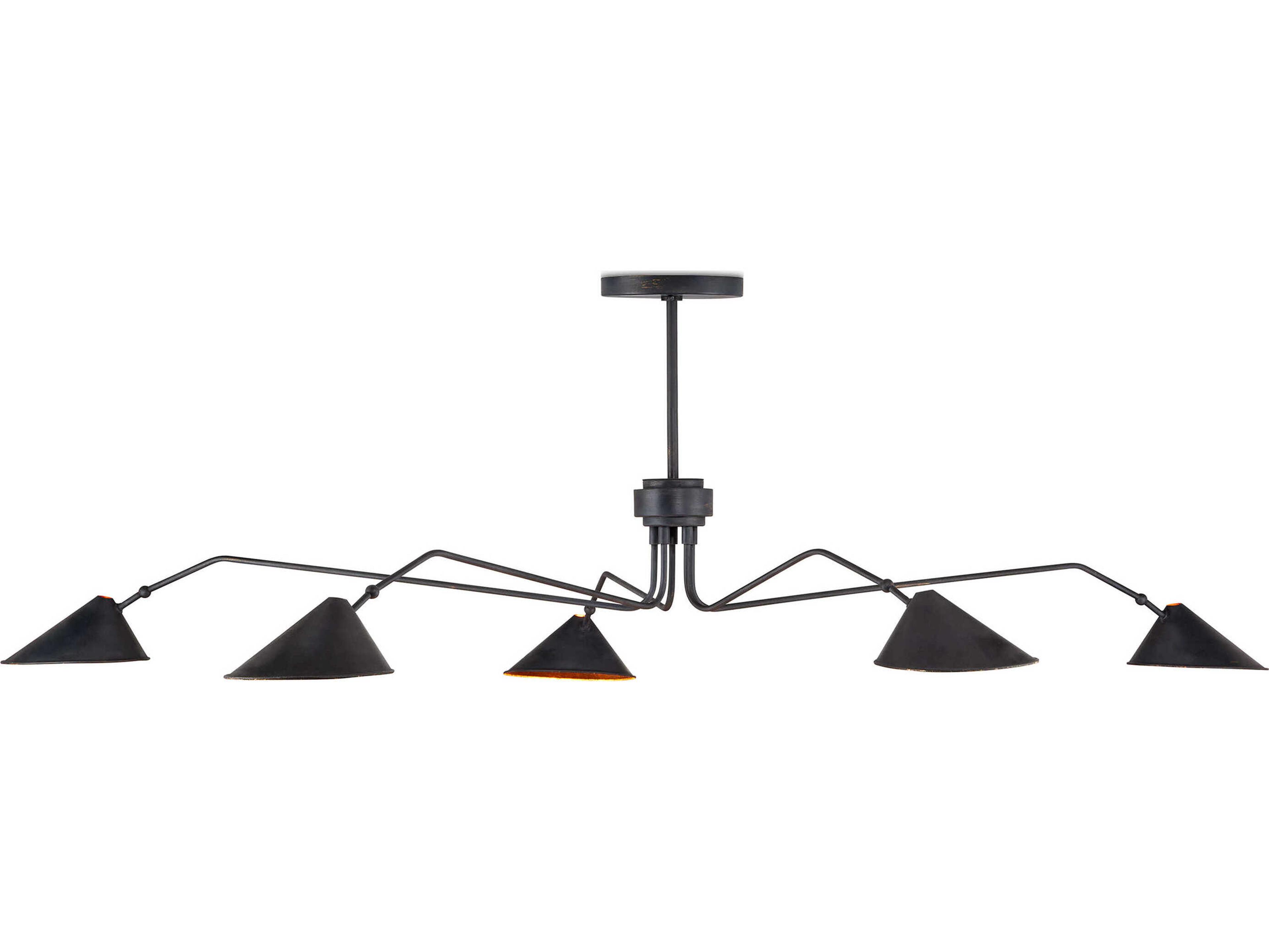 Currey & Company Serpa 5-Light French Black Gold Leaf Chandelier