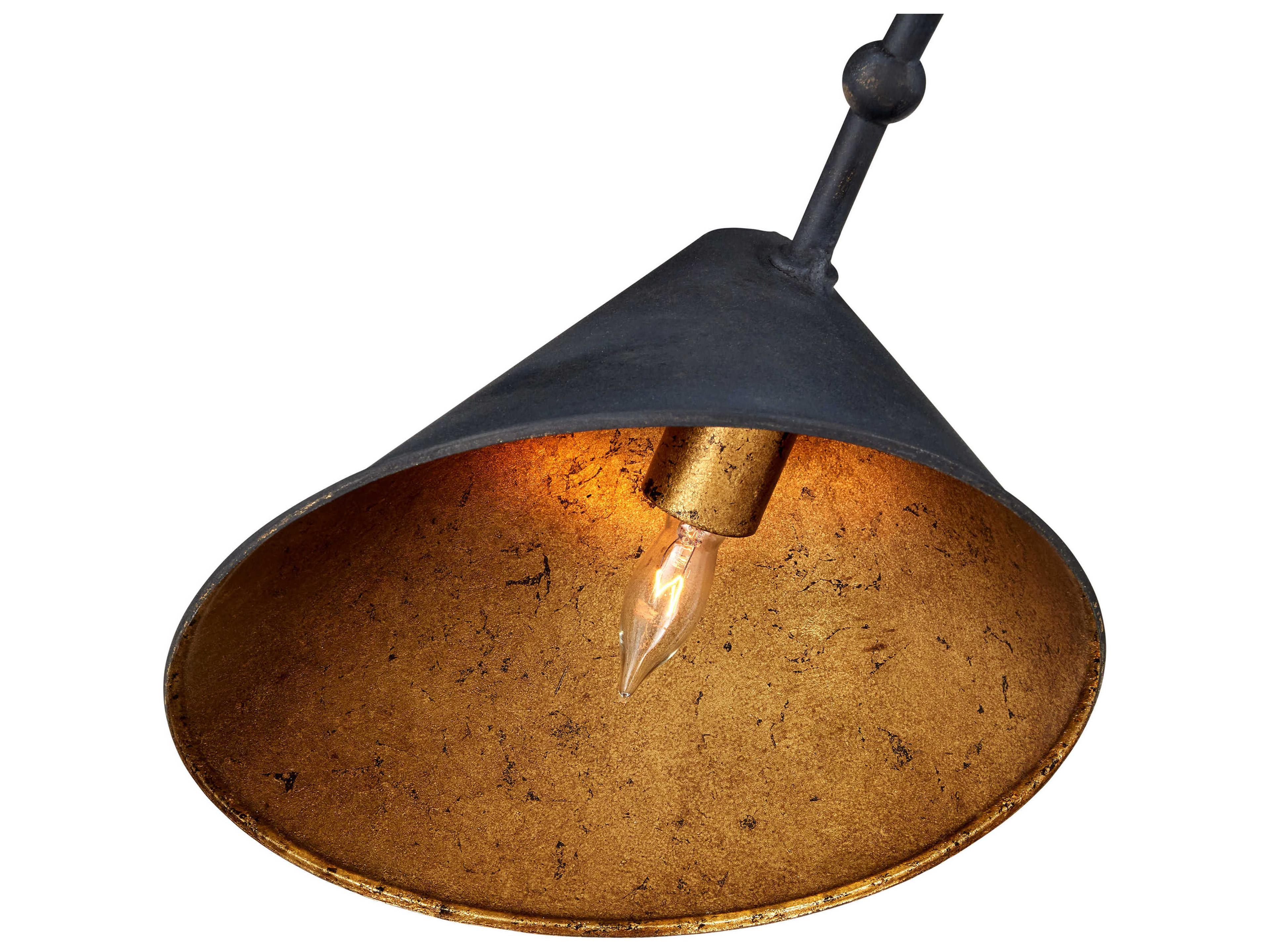 Currey & Company Serpa 5-Light French Black Gold Leaf Chandelier