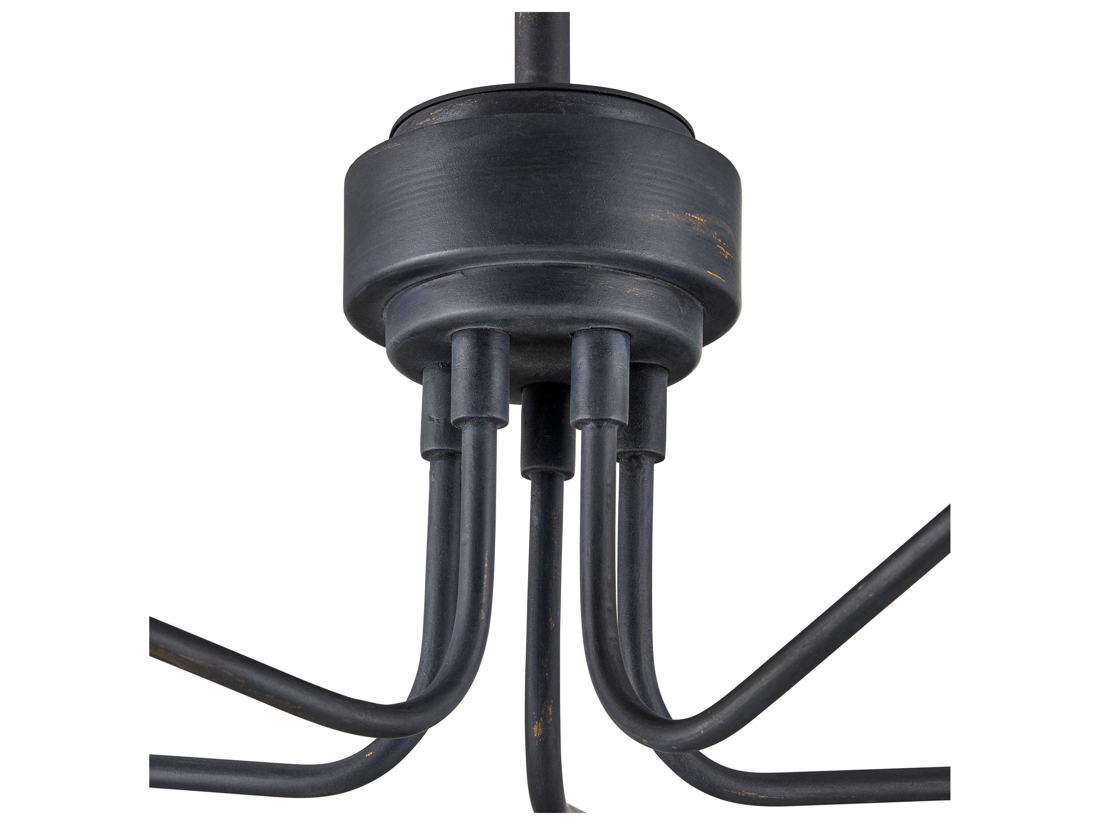 Currey & Company Serpa 5-Light French Black Gold Leaf Chandelier