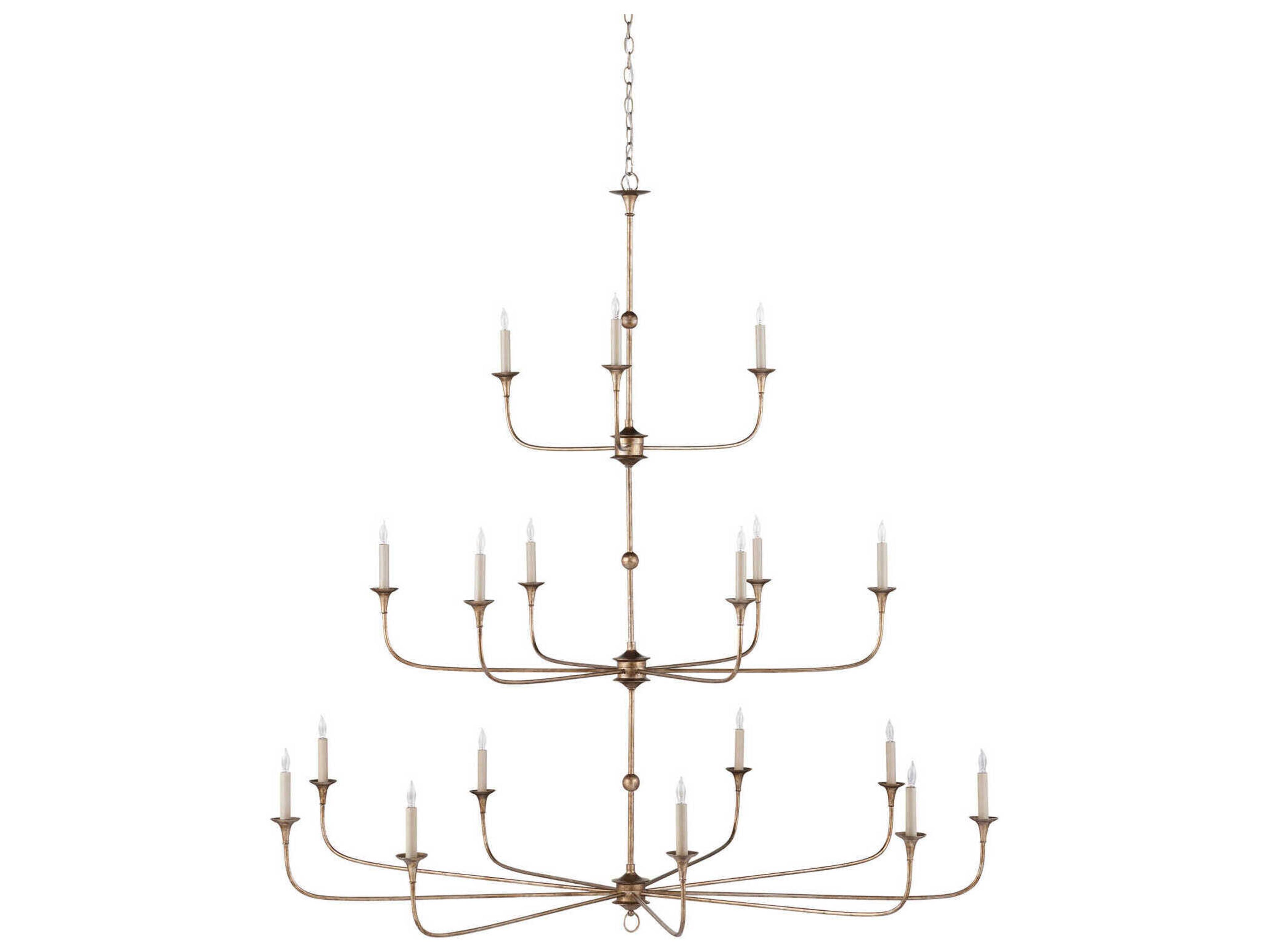 Currey & Company Nottaway 18-Light Pyrite Bronze Candelabra Tiered Chandelier