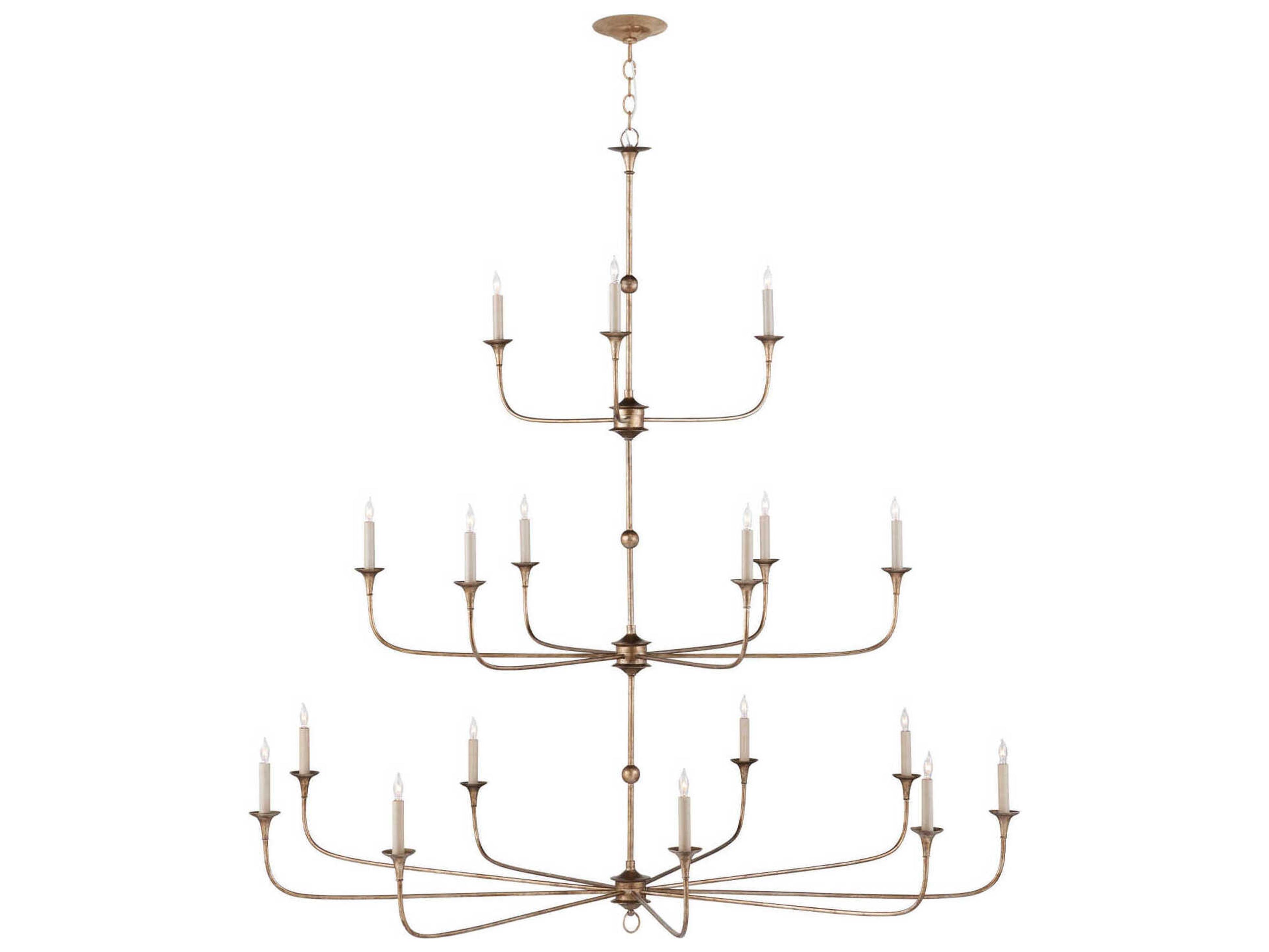 Currey & Company Nottaway 18-Light Pyrite Bronze Candelabra Tiered Chandelier
