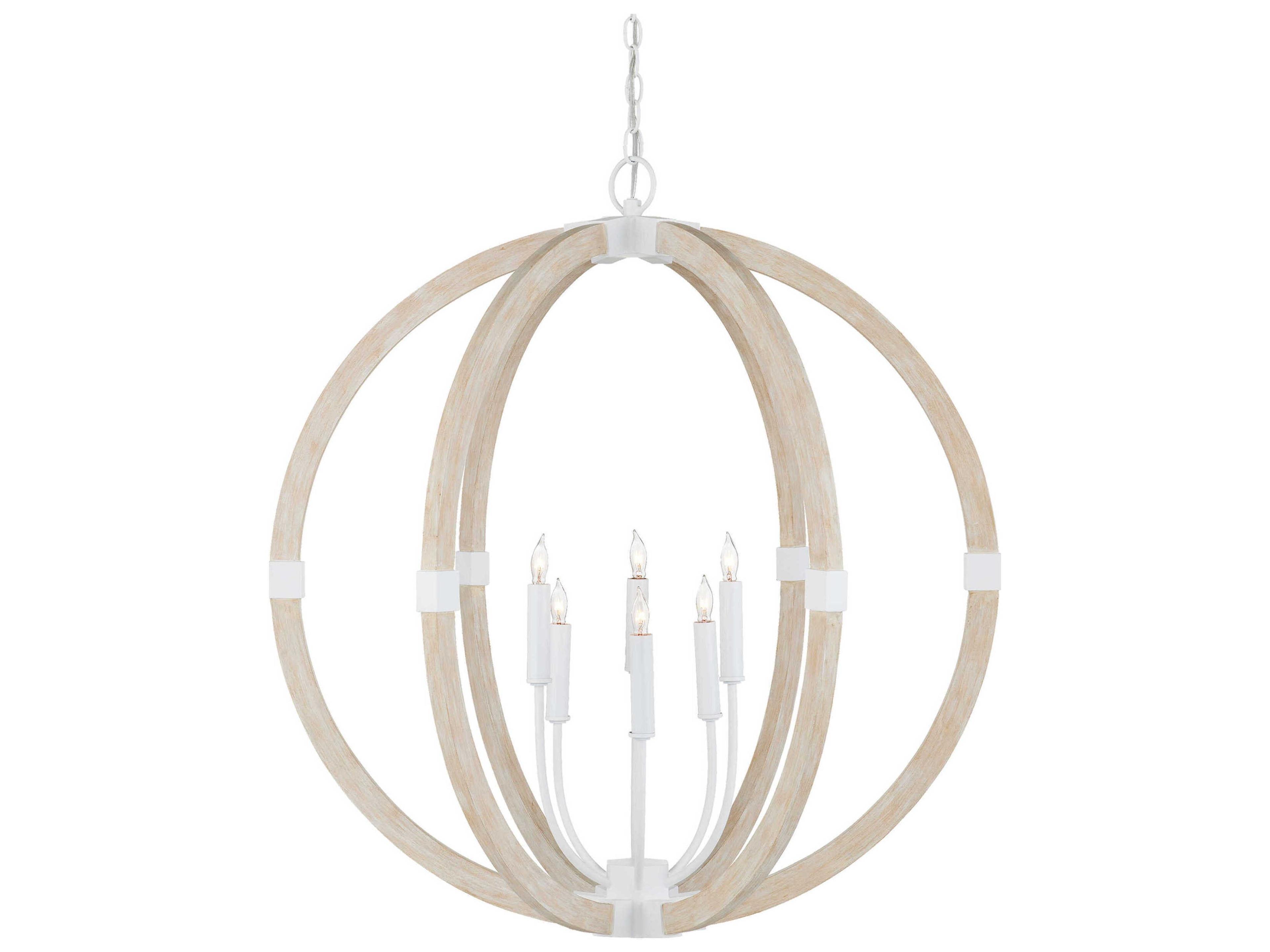 Bastian 6-Light Sandstone Sugar White Globe Chandelier