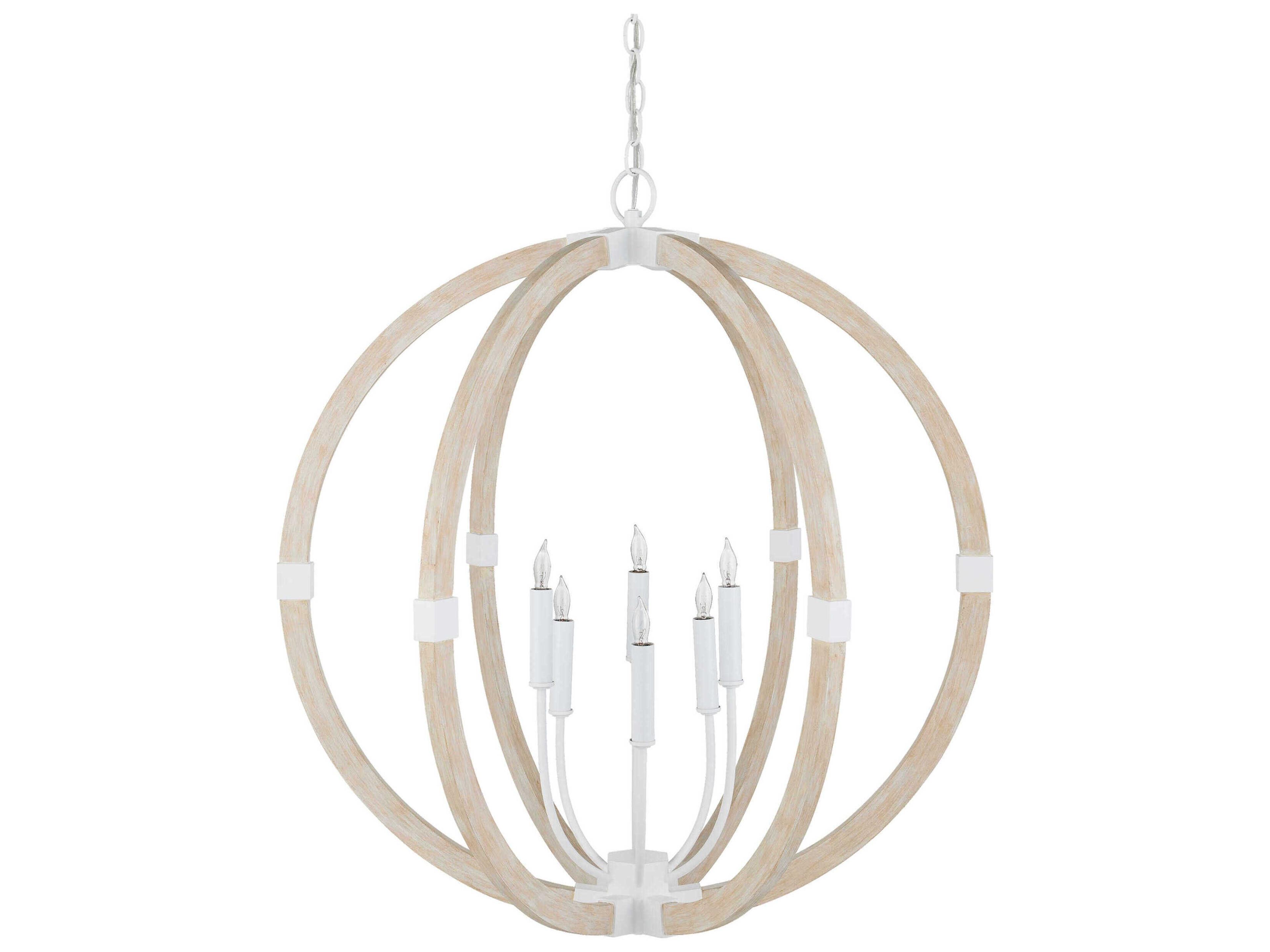 Currey & Company Bastian 6-Light Sandstone Sugar White Globe Chandelier