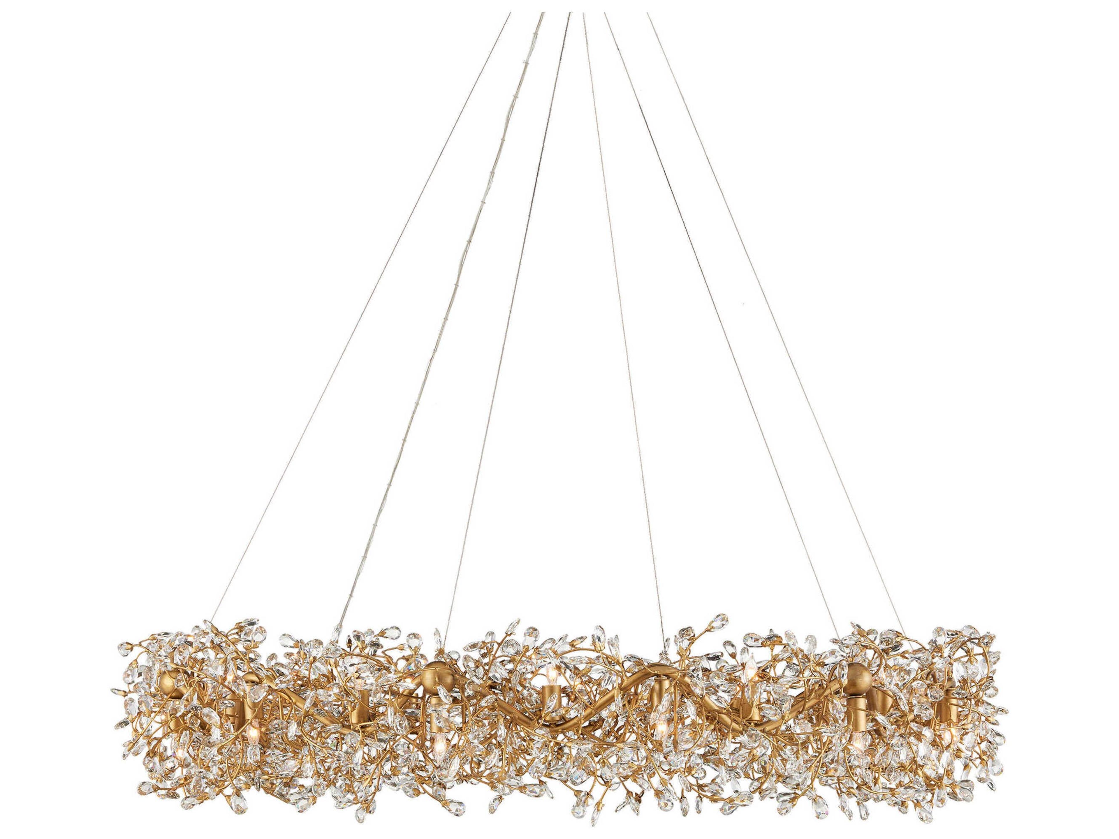 Currey & Company Crystal Bud 24-Light Clear Brass Chandelier