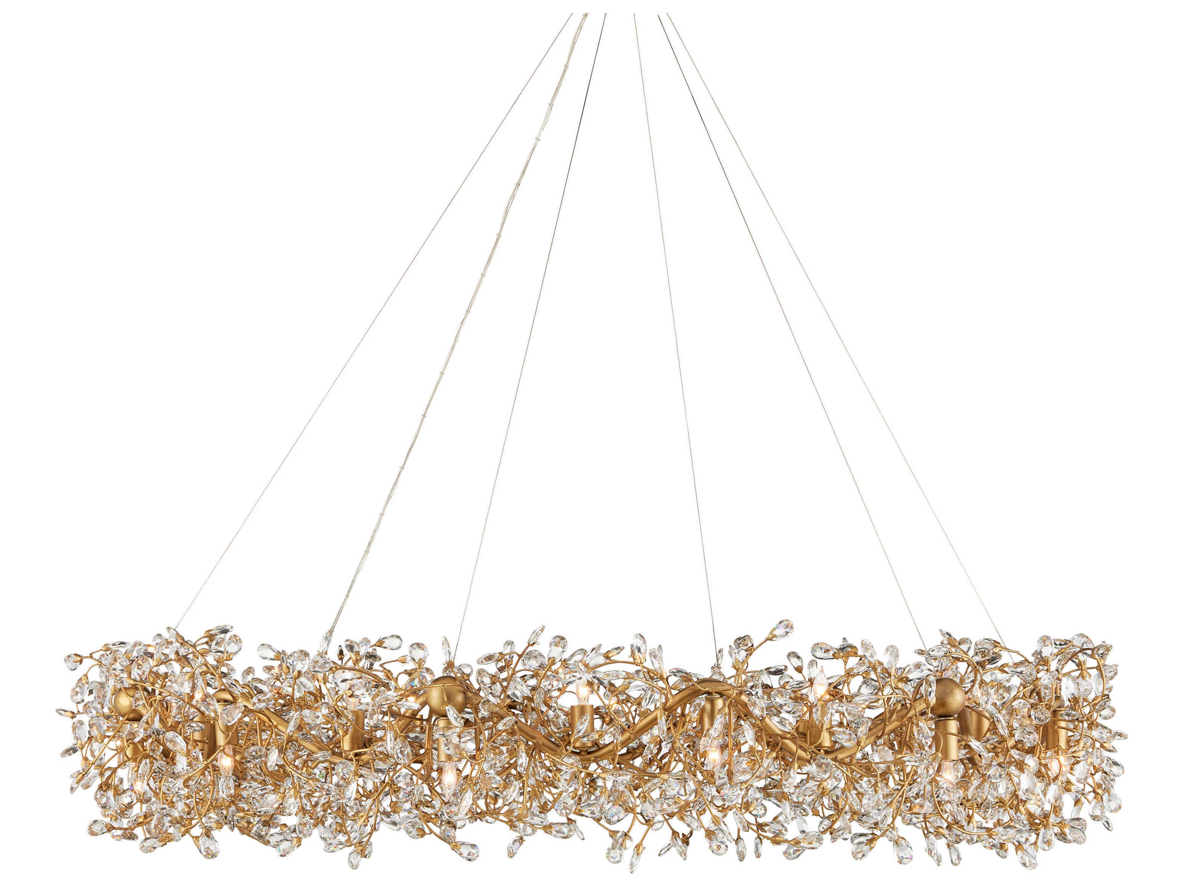 Currey & Company Crystal Bud 24-Light Clear Brass Chandelier