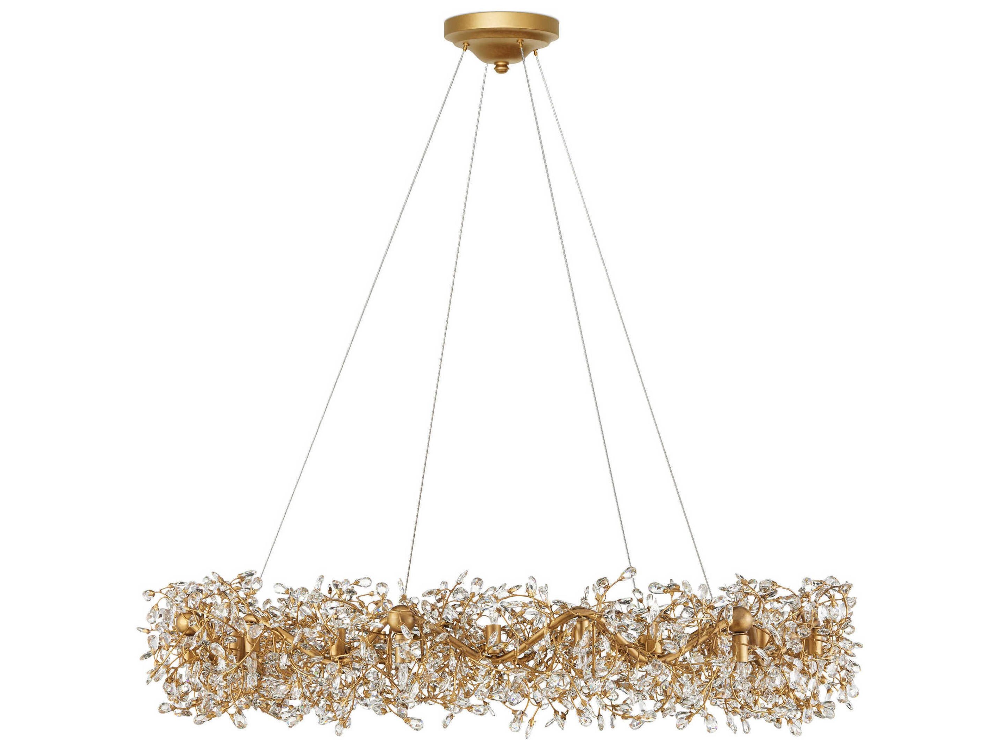 Currey & Company Crystal Bud 24-Light Clear Brass Chandelier