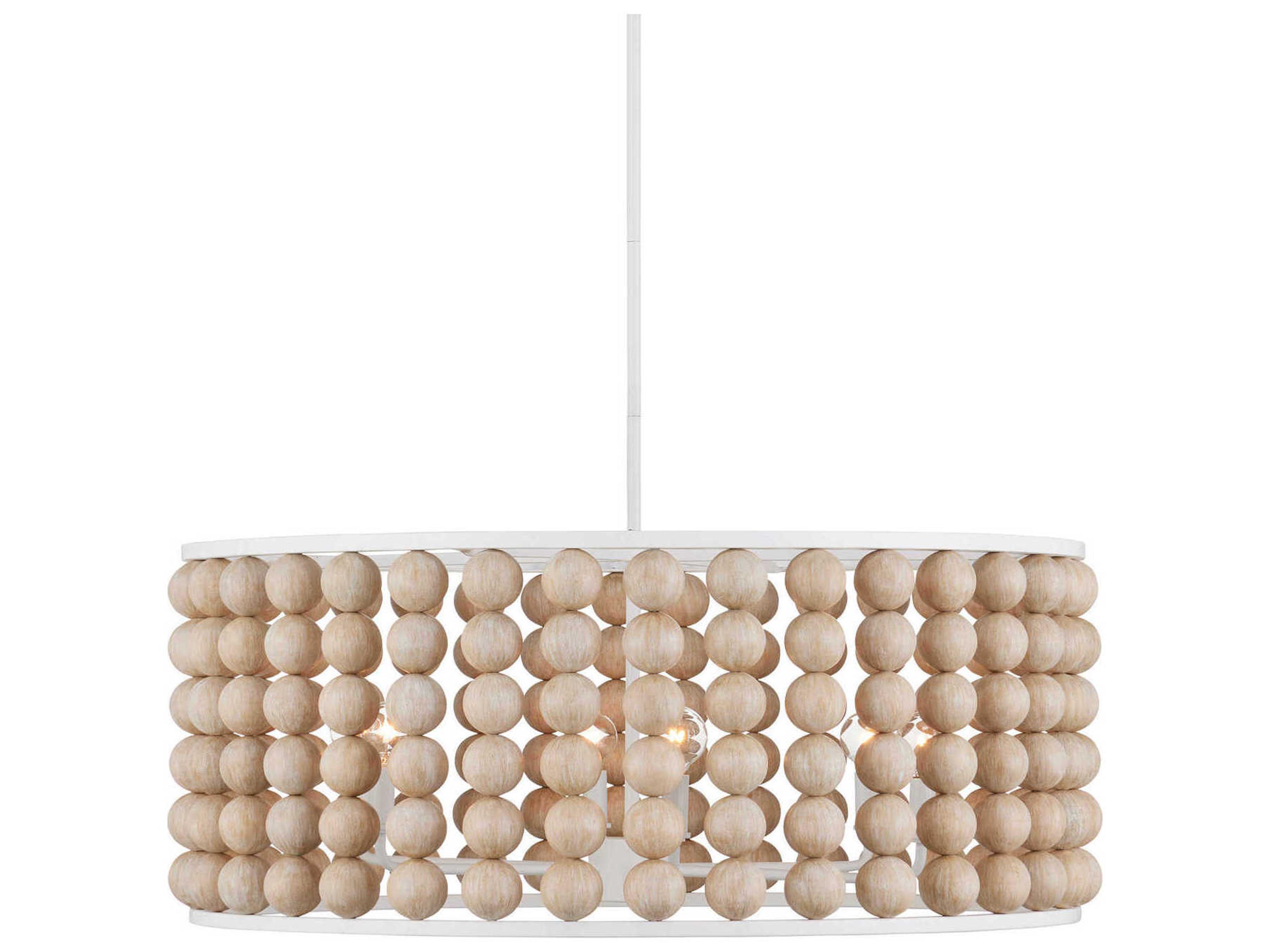 Currey & Company Holcroft 6-Light Sandstone Sugar White Drum Chandelier