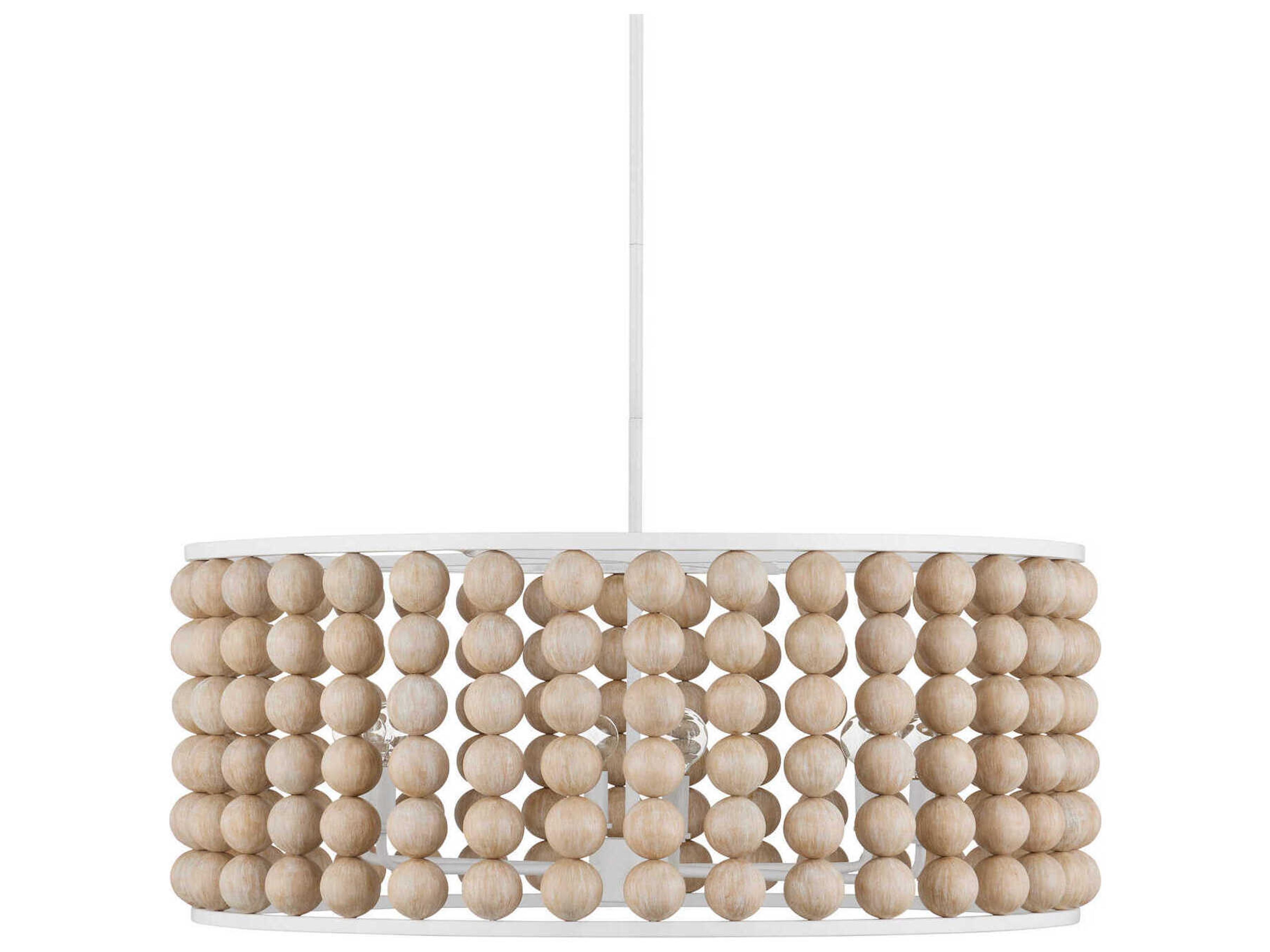 Currey & Company Holcroft 6-Light Sandstone Sugar White Drum Chandelier