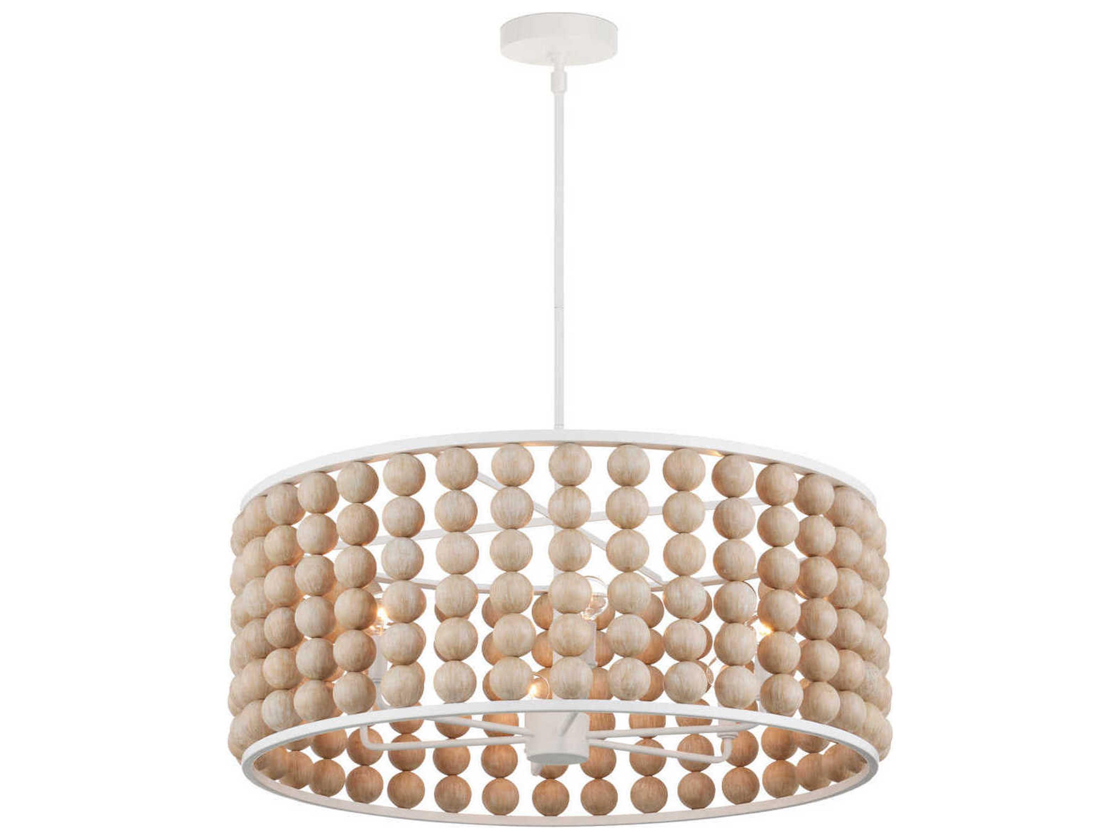 Currey & Company Holcroft 6-Light Sandstone Sugar White Drum Chandelier