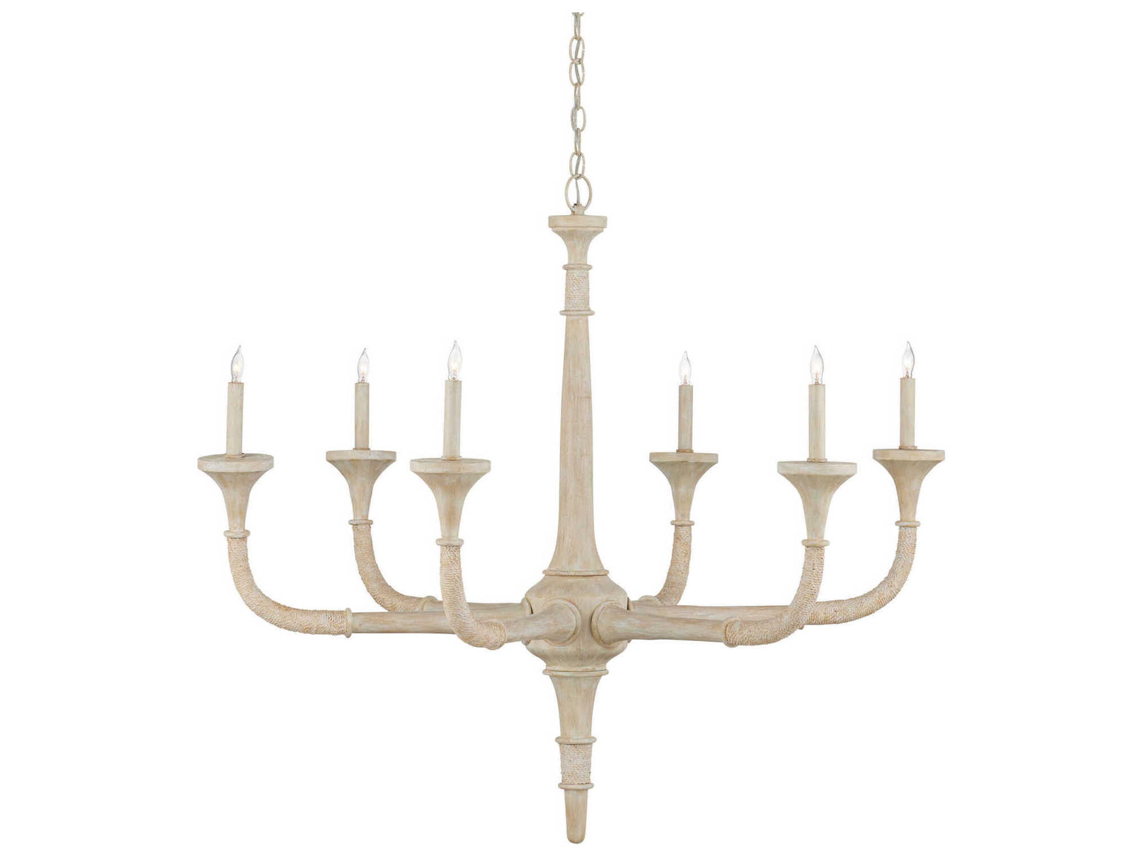 Currey & Company Aleister 6-Light Sandstone Off White Candelabra Chandelier