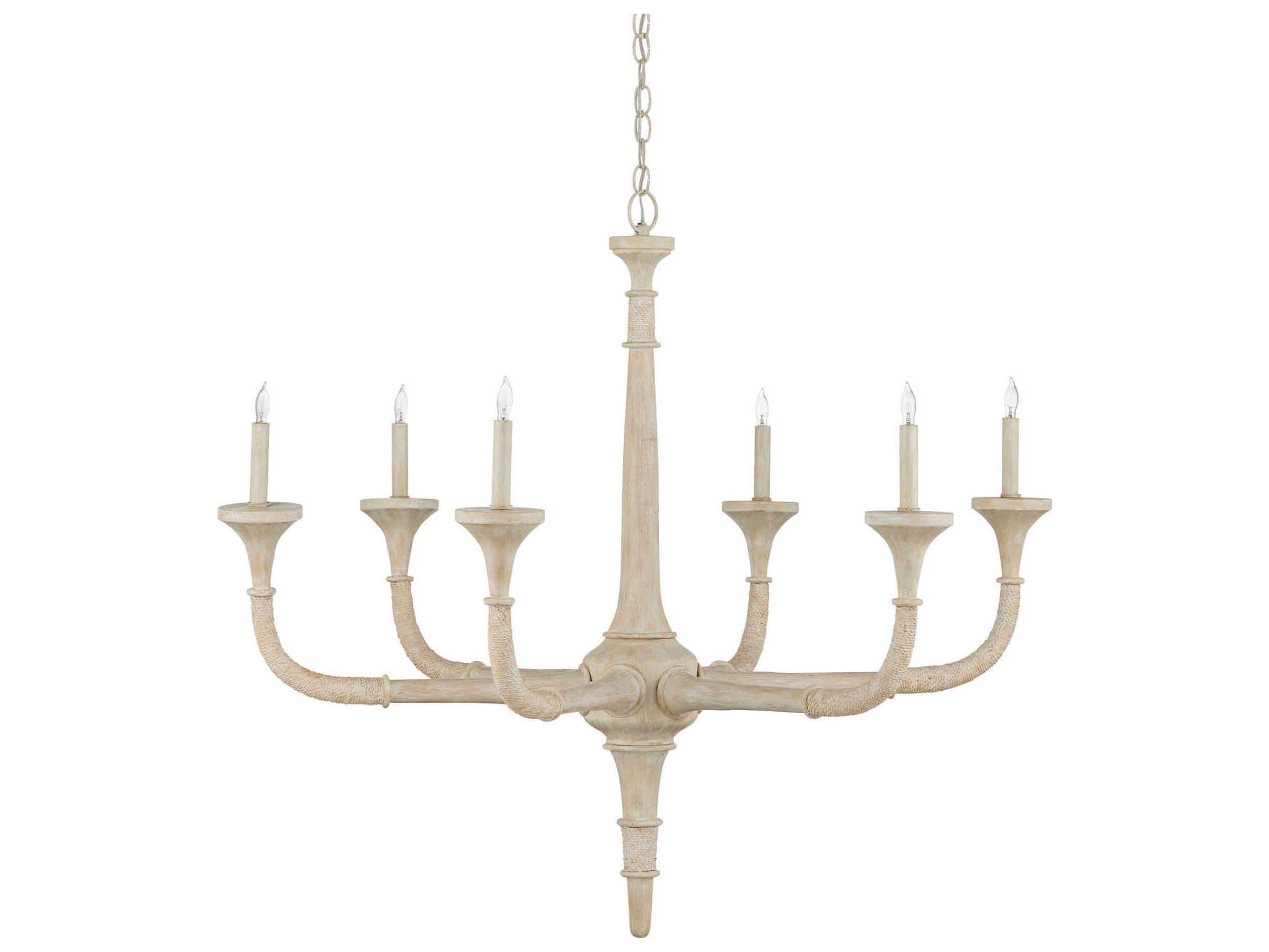 Currey & Company Aleister 6-Light Sandstone Off White Candelabra Chandelier