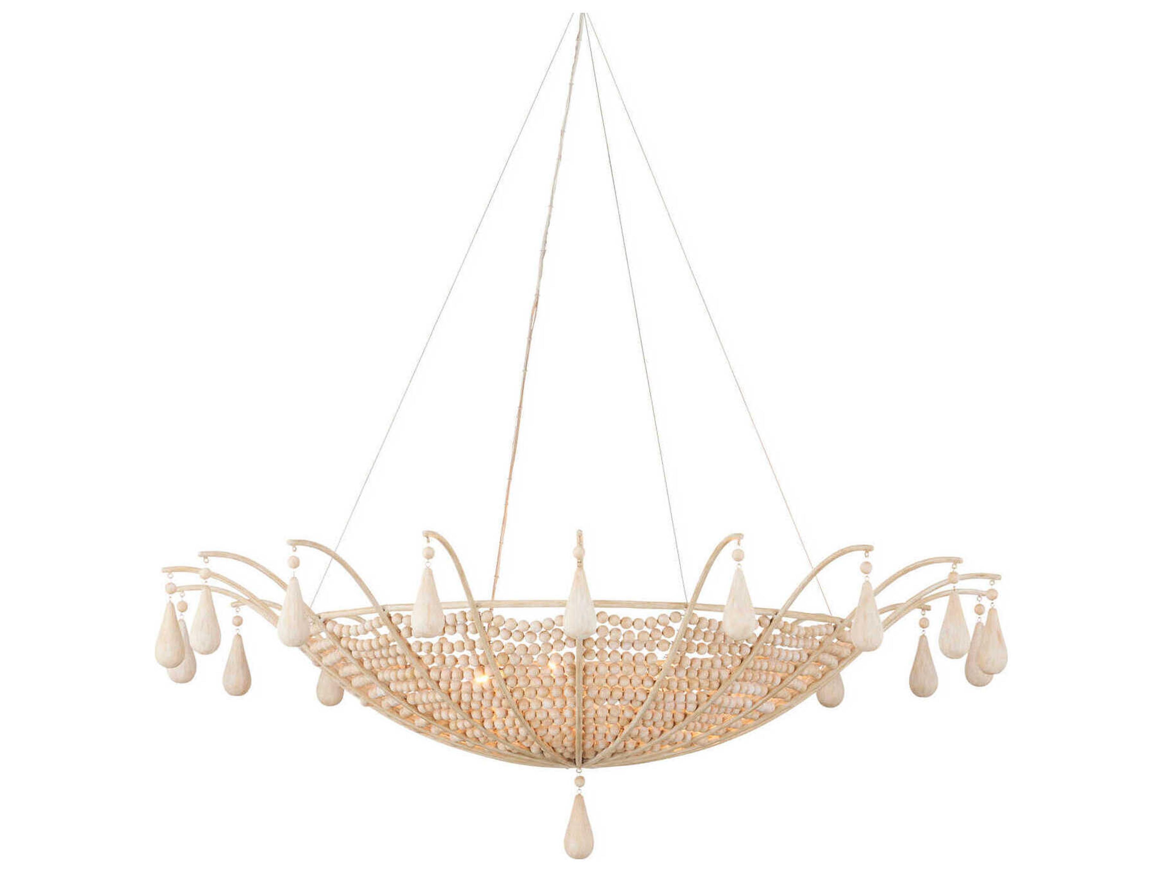 Currey & Company Korg 5-Light Sandstone Wood Bowl Chandelier