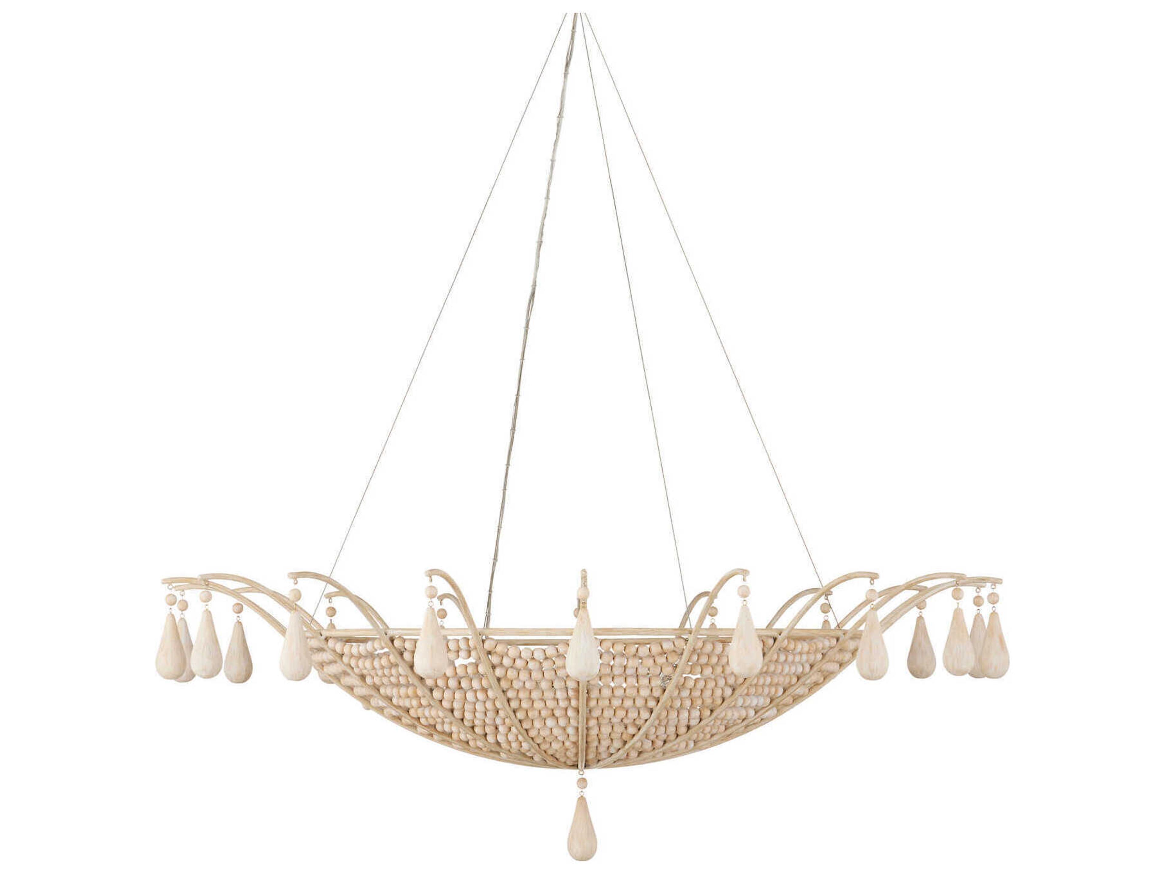 Currey & Company Korg 5-Light Sandstone Wood Bowl Chandelier