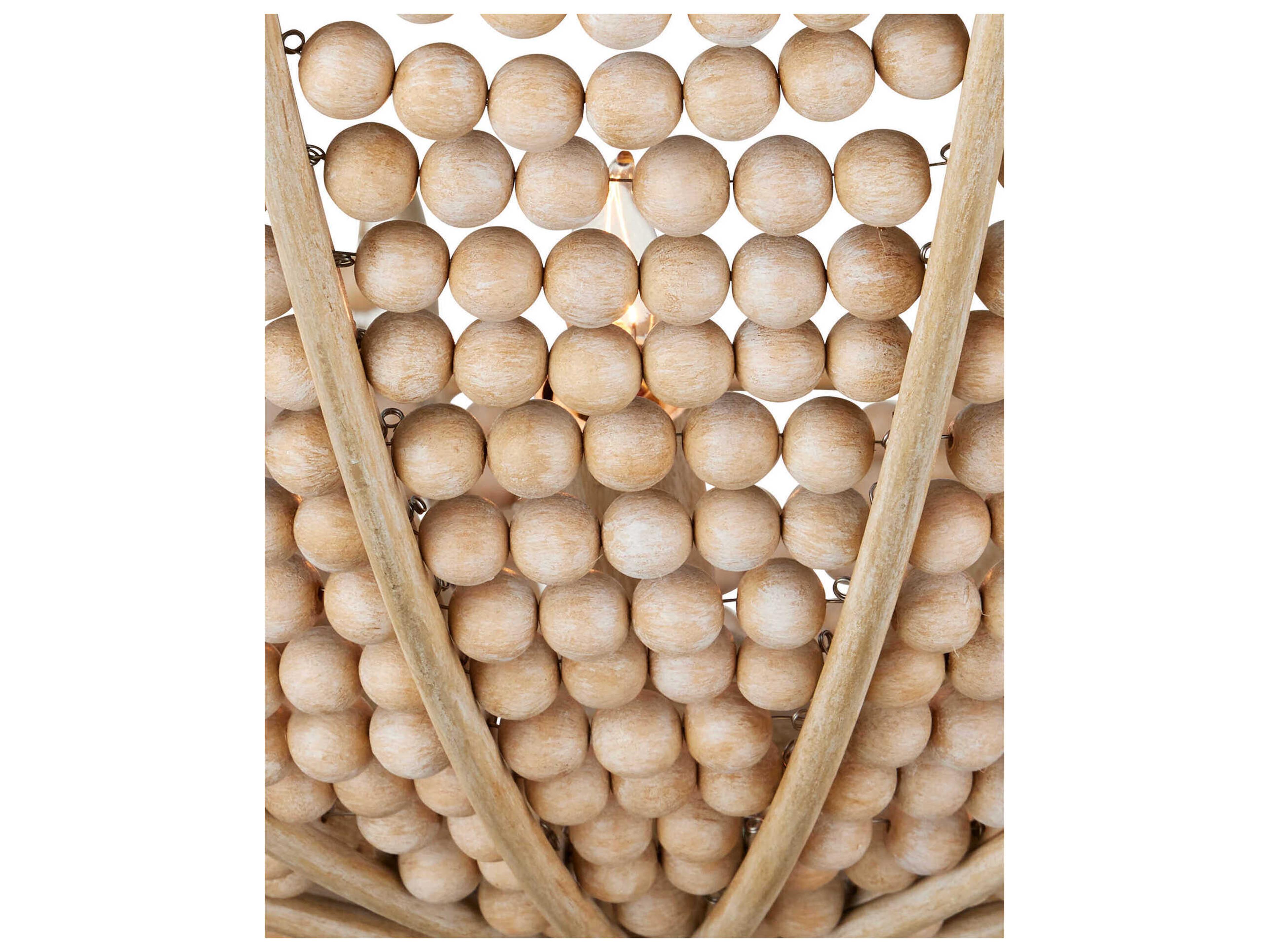 Currey & Company Korg 5-Light Sandstone Wood Bowl Chandelier