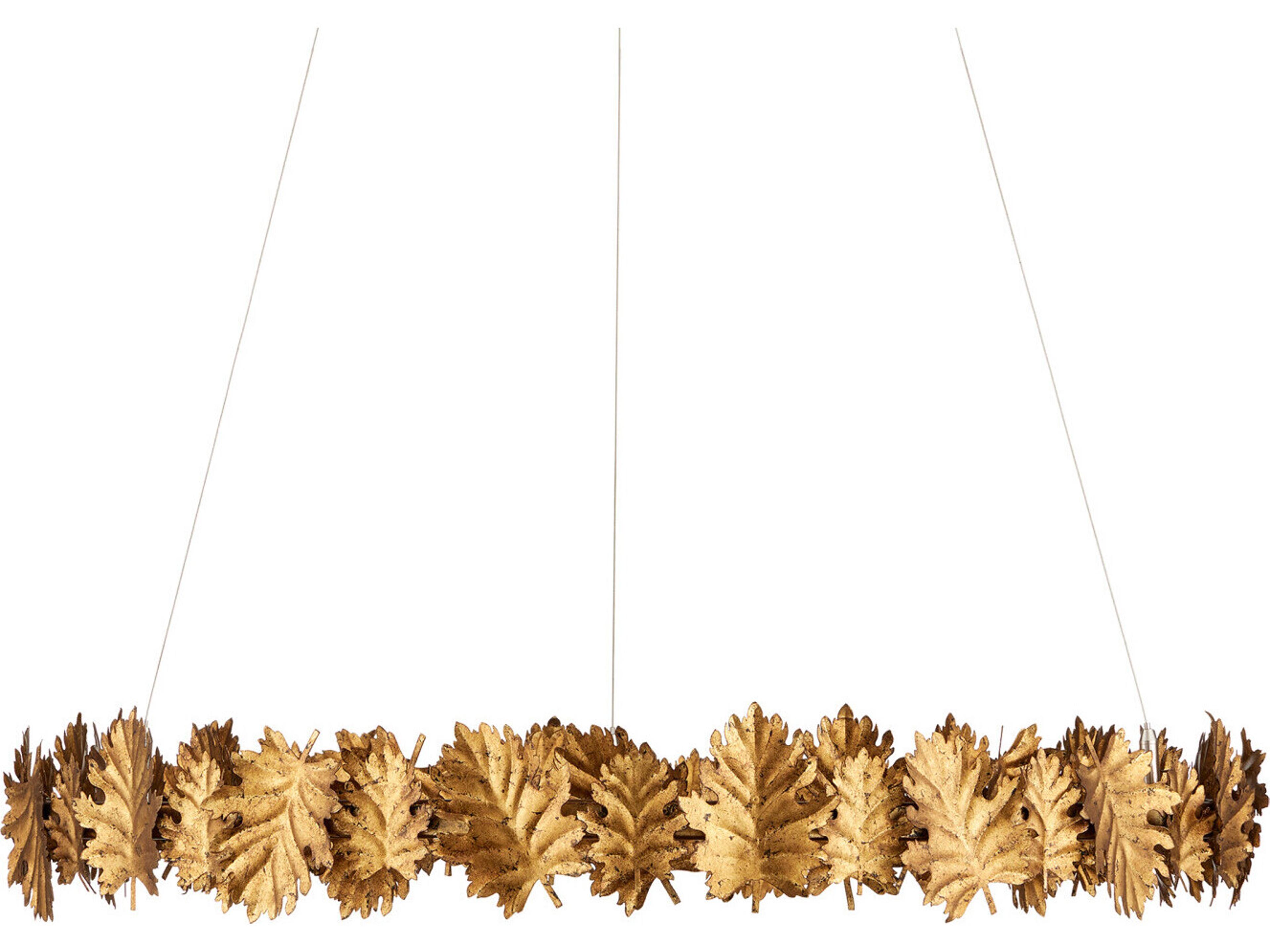 Currey & Company English 1-Light Gold Leaf Round Pendant