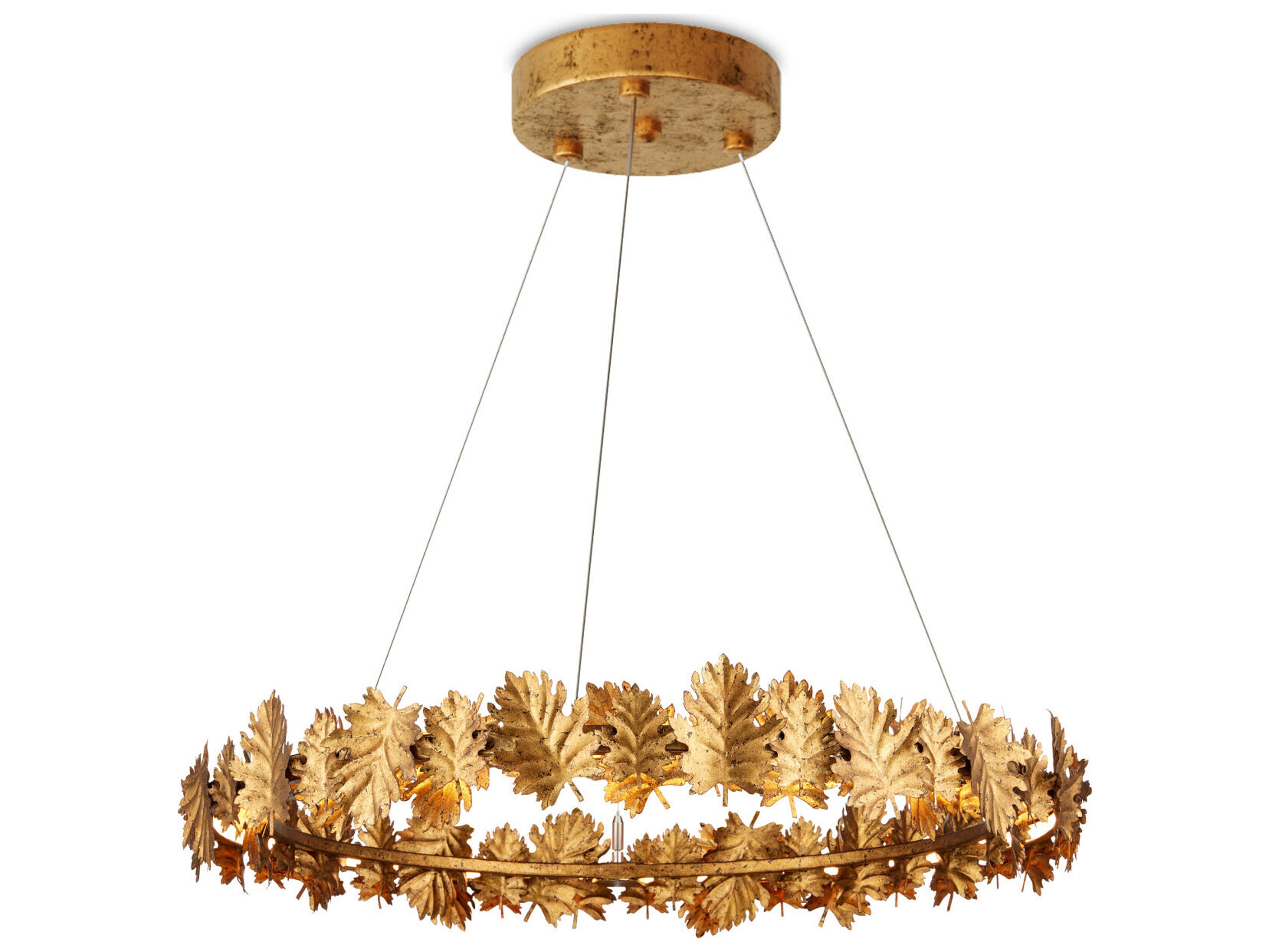 Currey & Company English 1-Light Gold Leaf Round Pendant