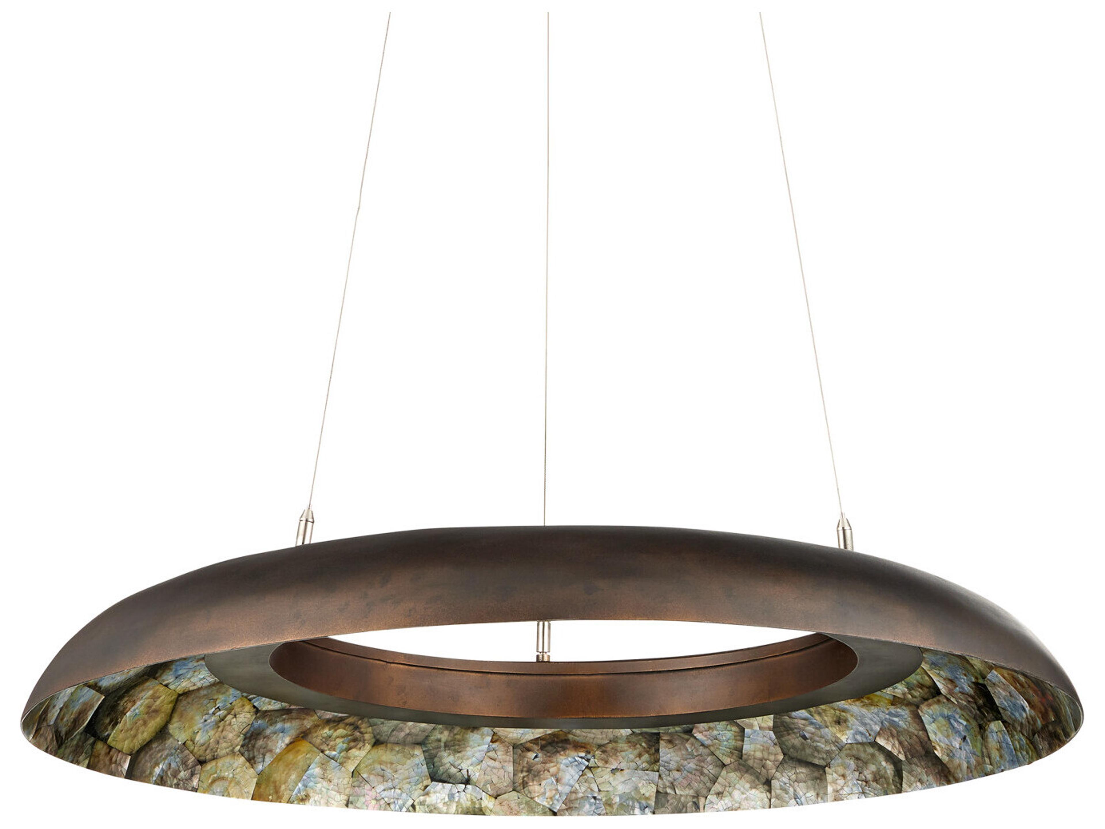 Currey & Company Tairagai 1-Light Natural Bronze Gold Round Pendant