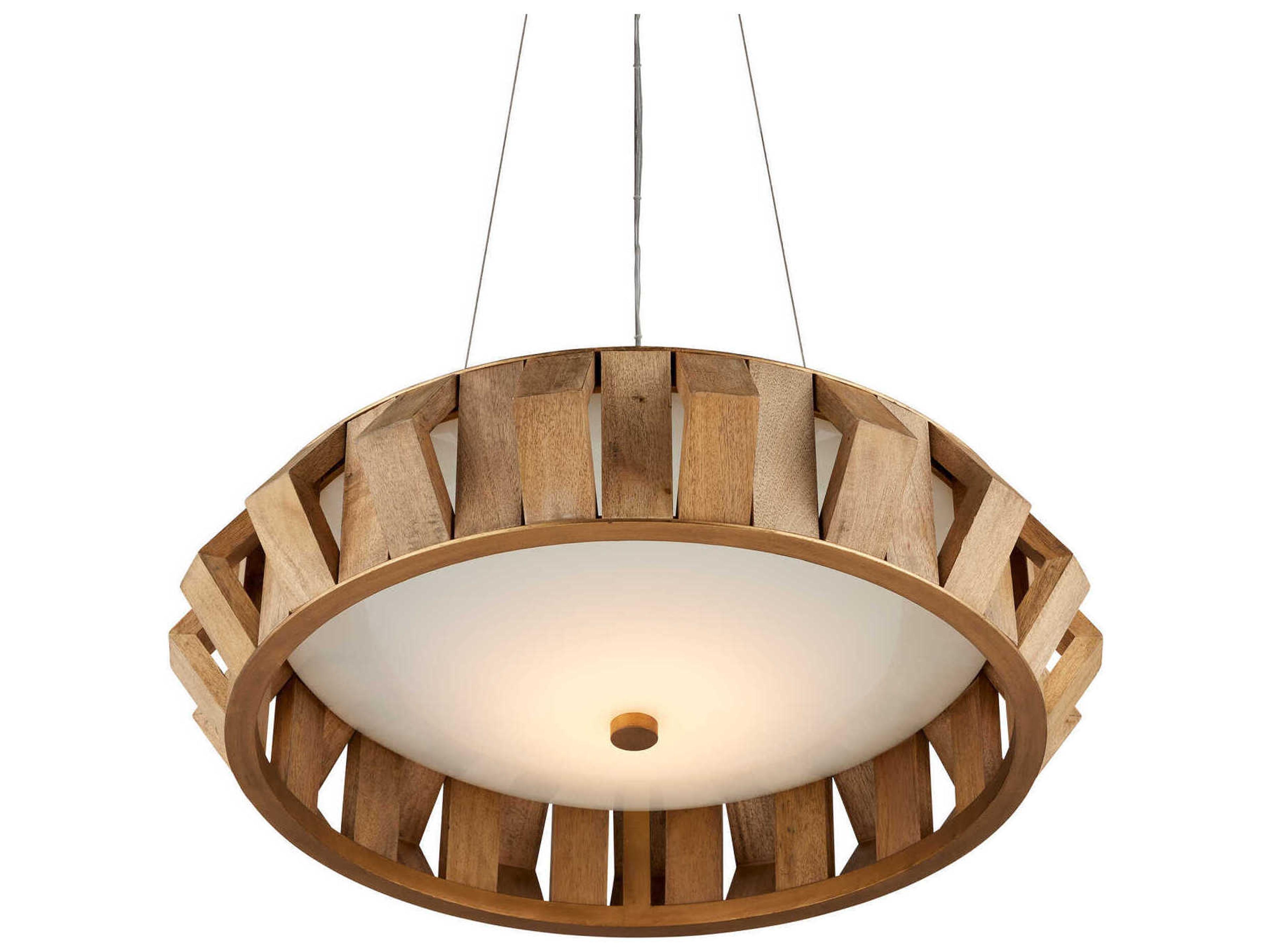 Currey & Company Plunge 1-Light Toffee Brass White Round Pendant