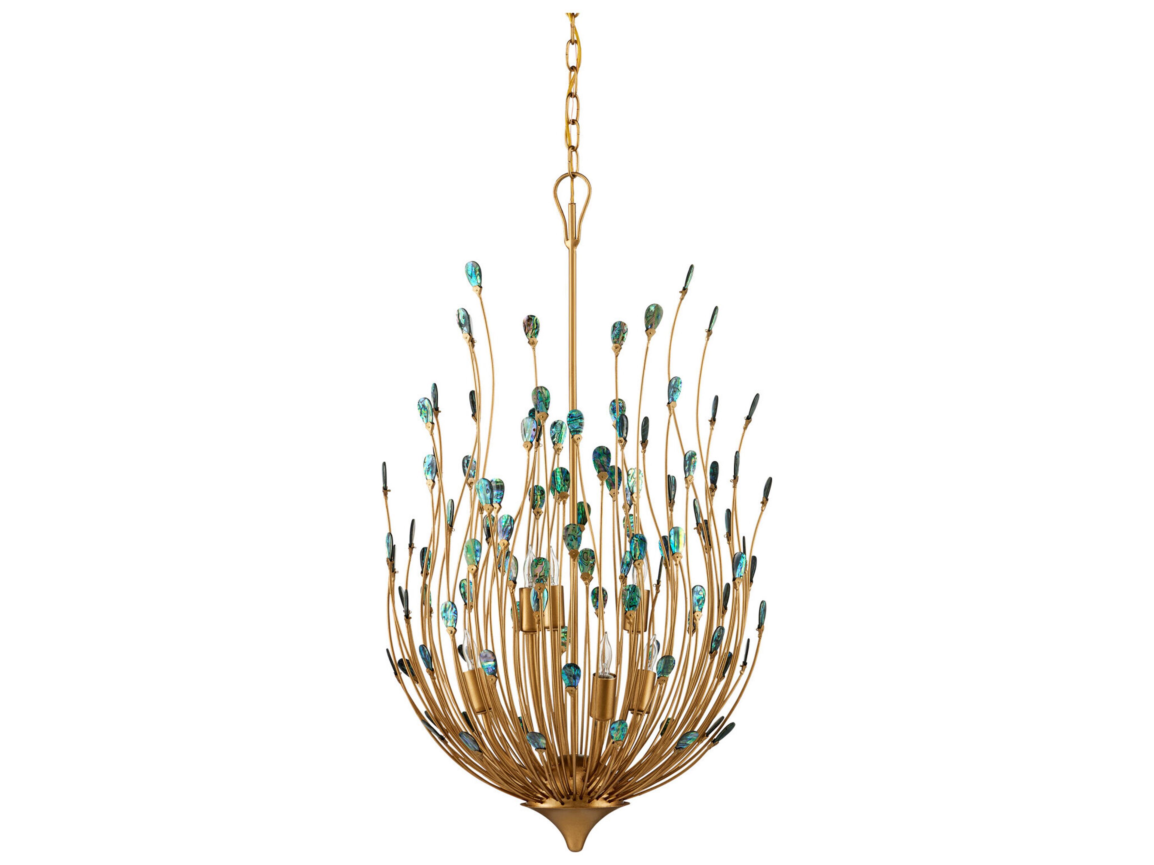 Currey & Company Delphos 6-Light Contemporary Gold Natural Chandelier