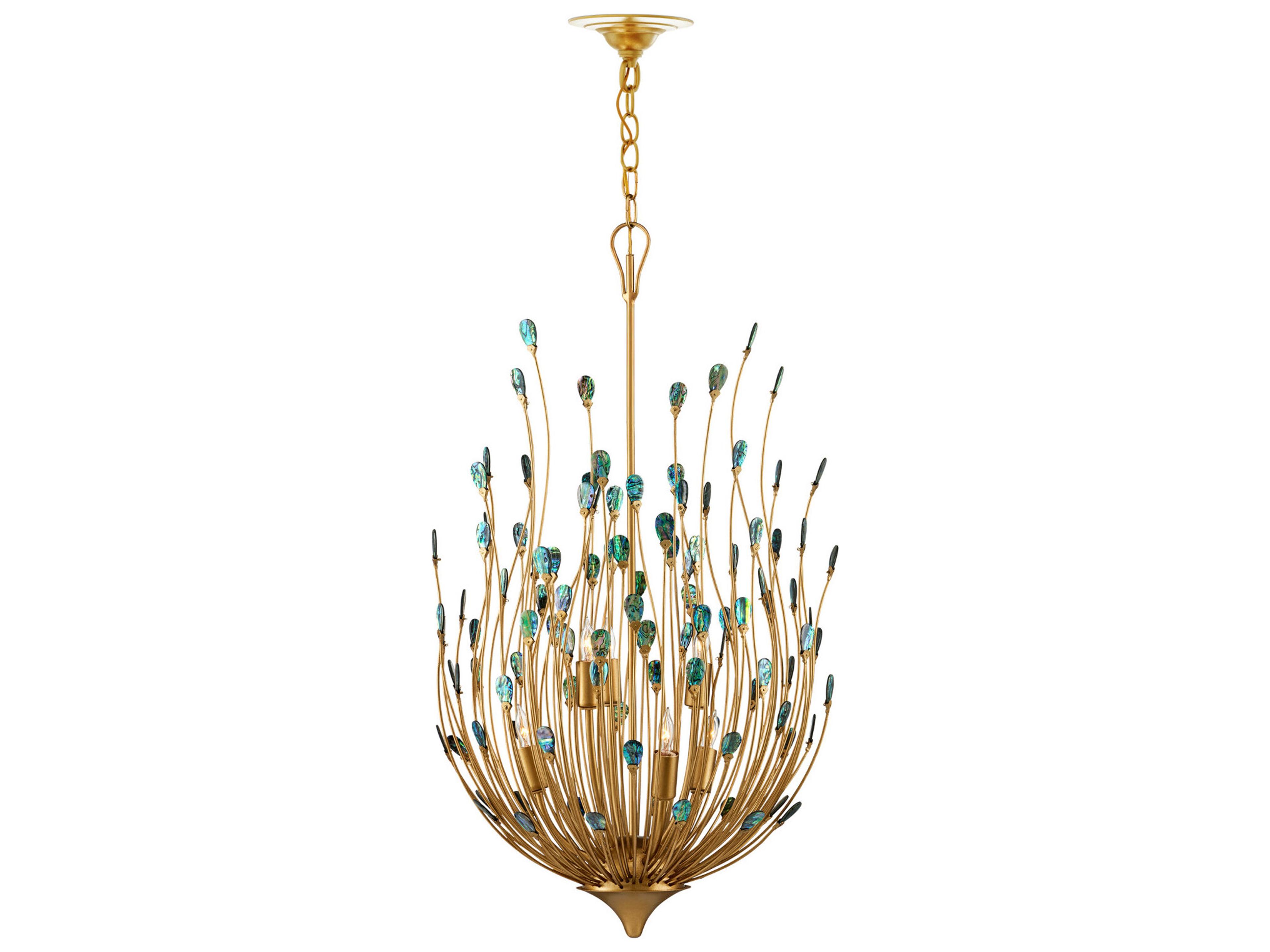 Currey & Company Delphos 6-Light Contemporary Gold Natural Chandelier