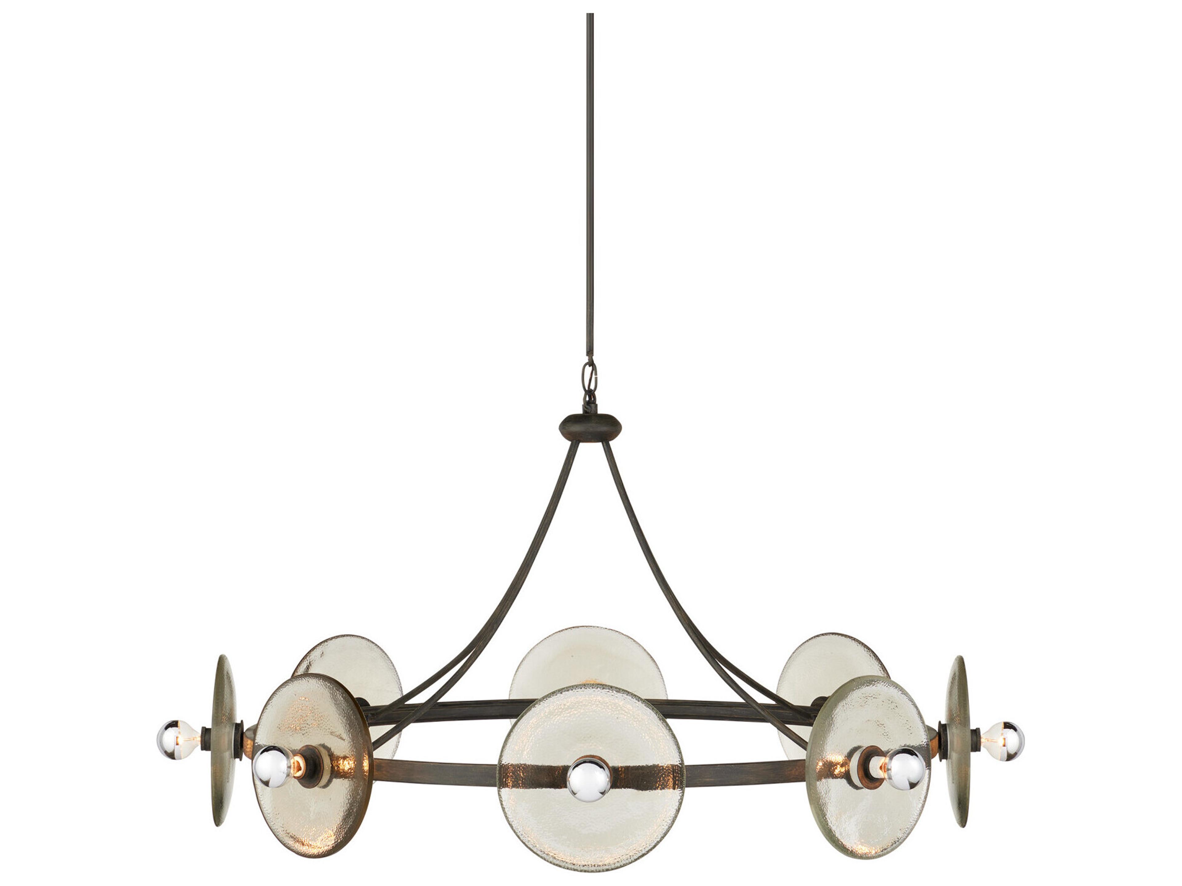 Currey & Company Circumstellar 8-Light Black Iron Clear Chandelier