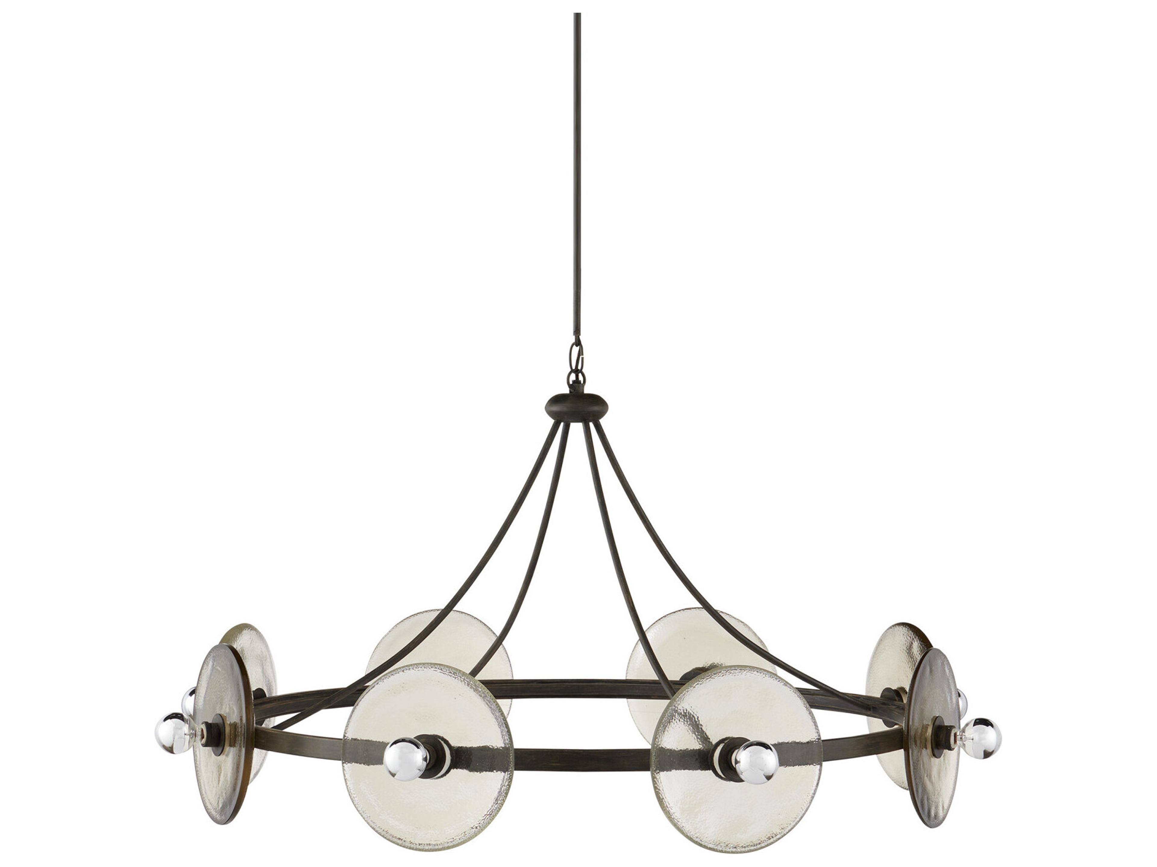 Currey & Company Circumstellar 8-Light Black Iron Clear Chandelier