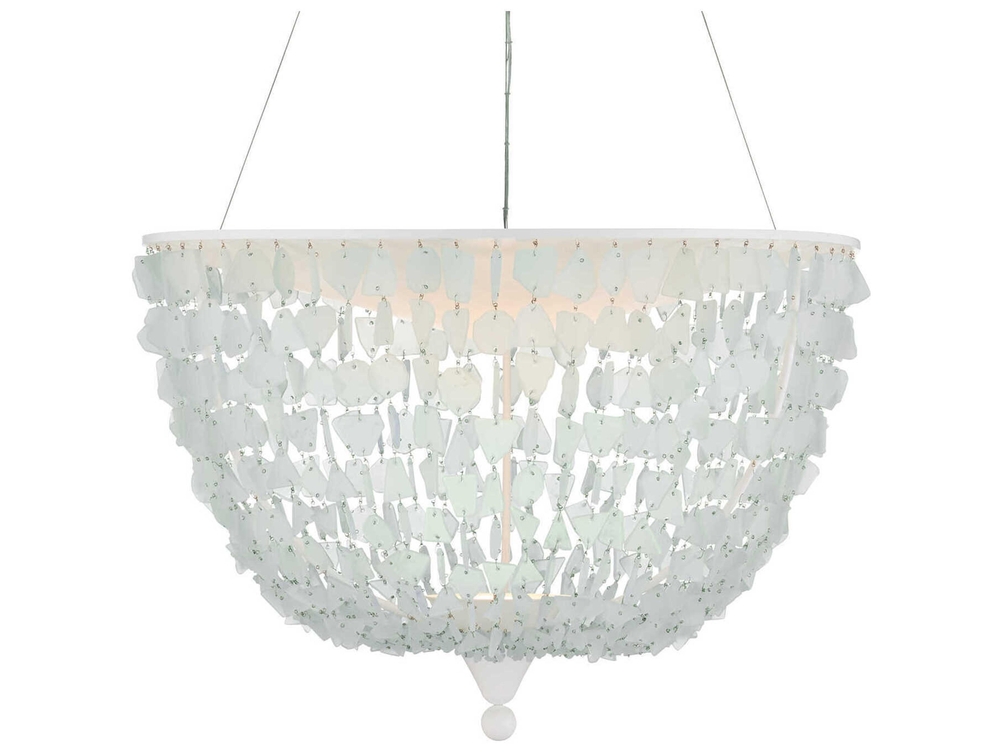 Currey & Company Thalassa 1-Light Seaglass Sugar White Bowl Pendant