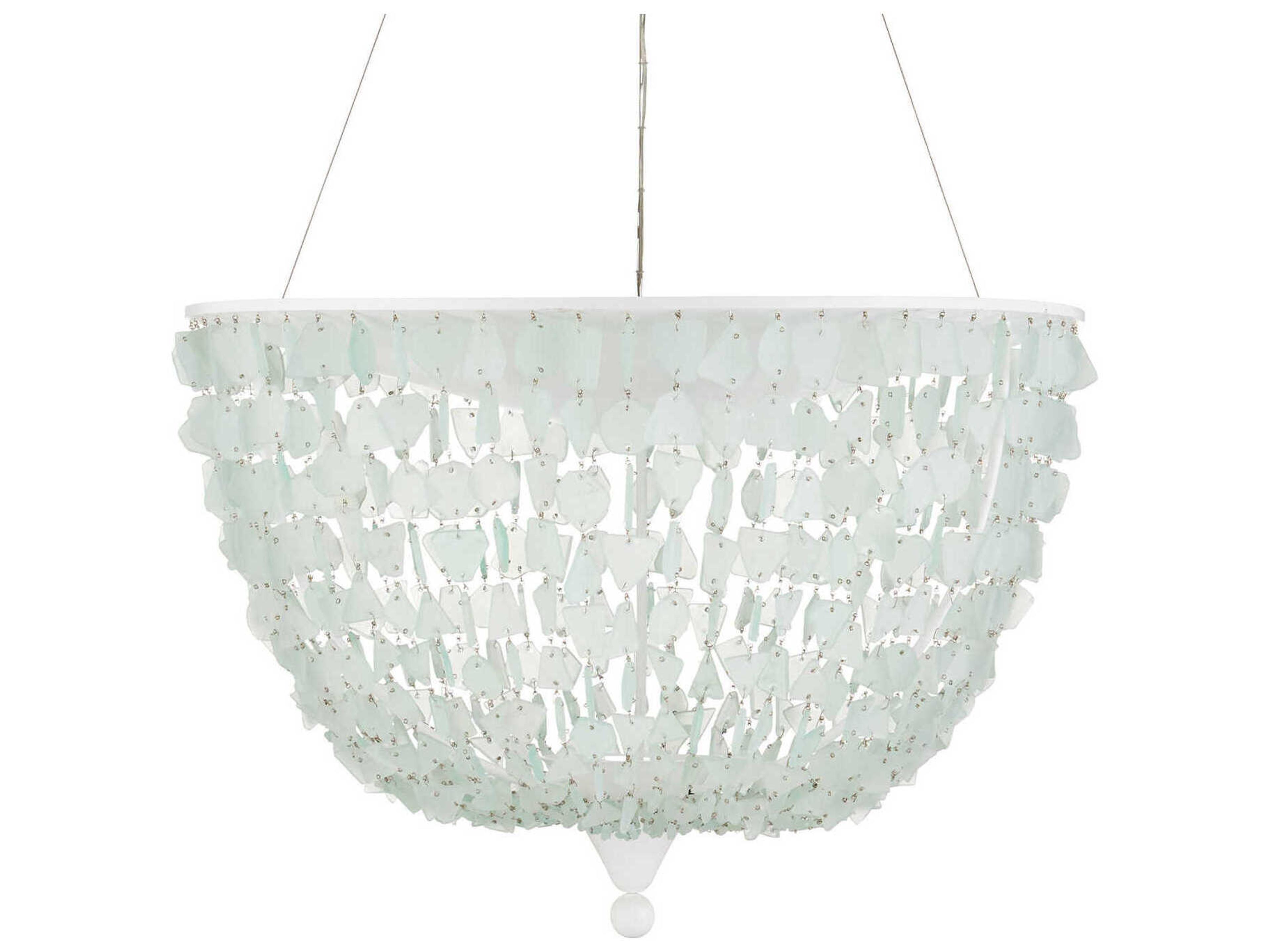 Currey & Company Thalassa 1-Light Seaglass Sugar White Bowl Pendant