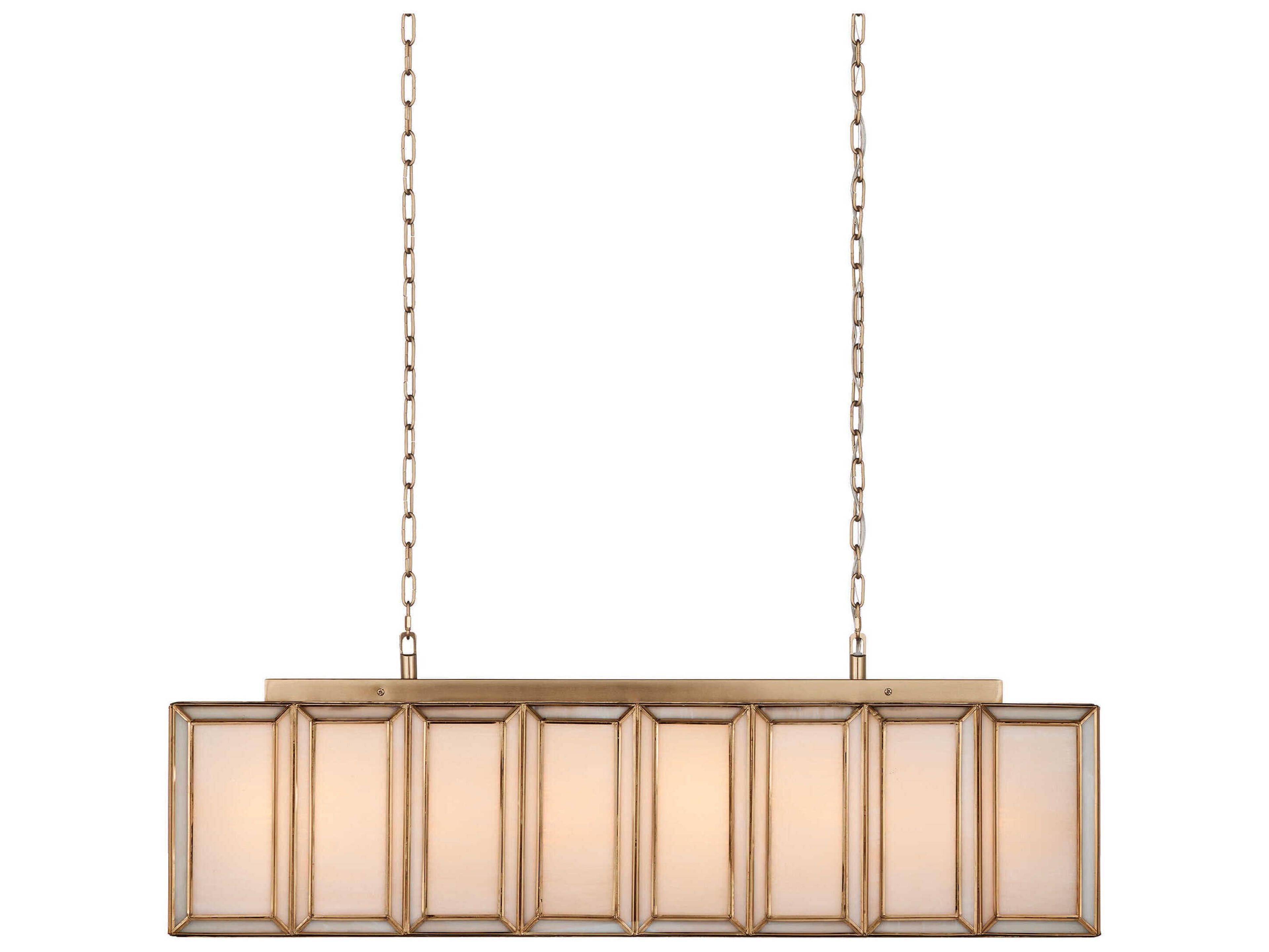 Currey & Company Daze 6-Light White Antique Brass Island Pendant