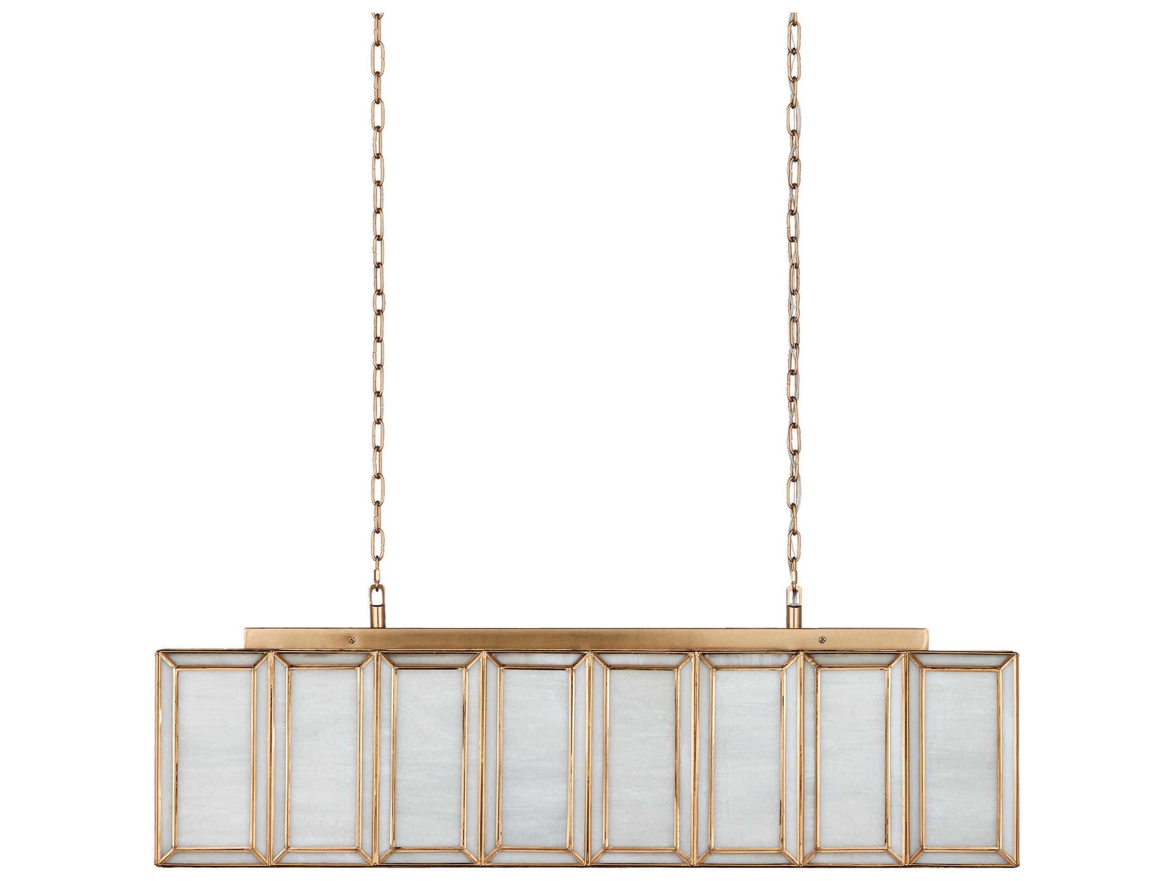 Currey & Company Daze 6-Light White Antique Brass Island Pendant