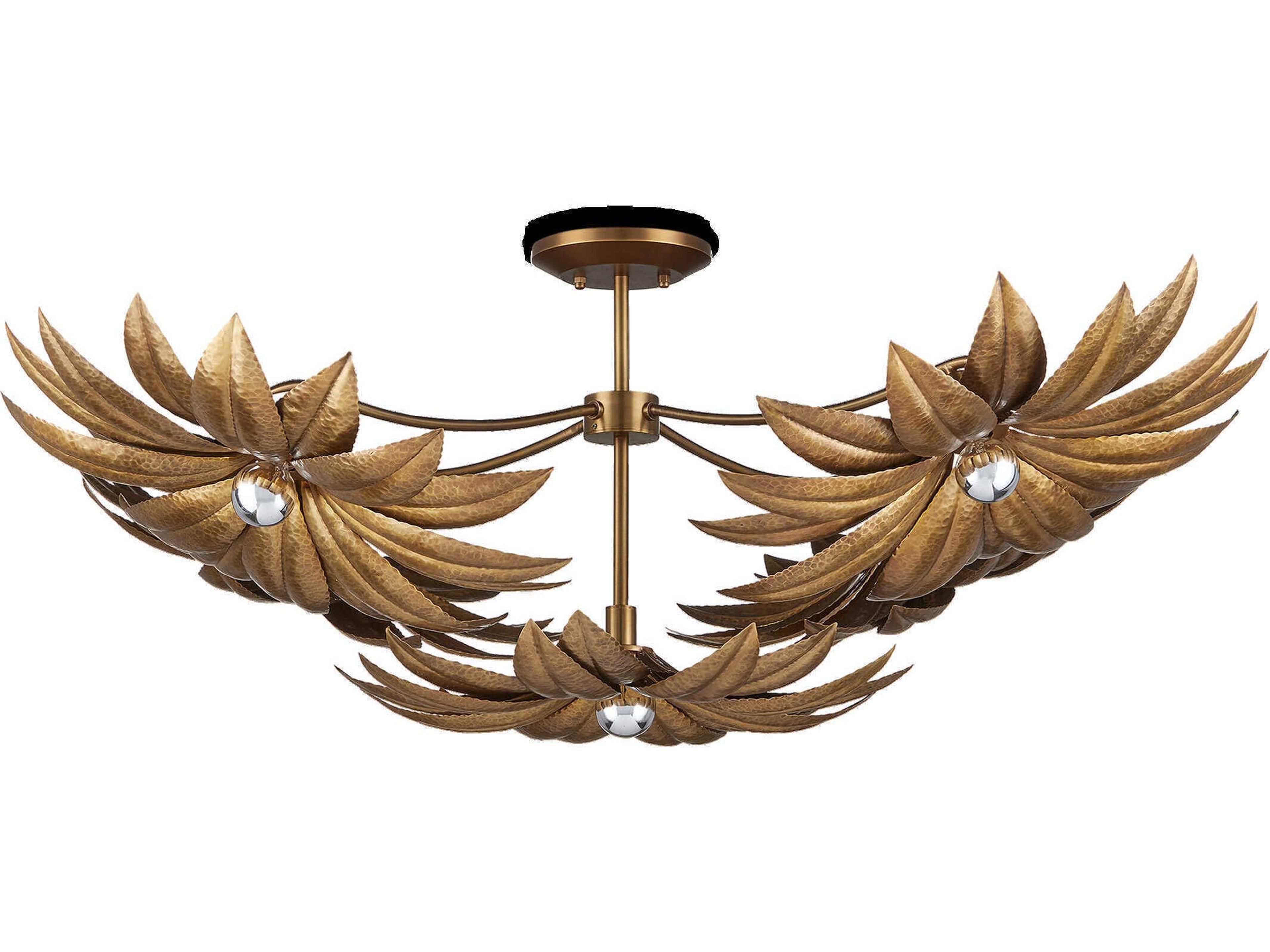 Currey & Company Alithea 5-Light Antique Brass Semi Flush Mount