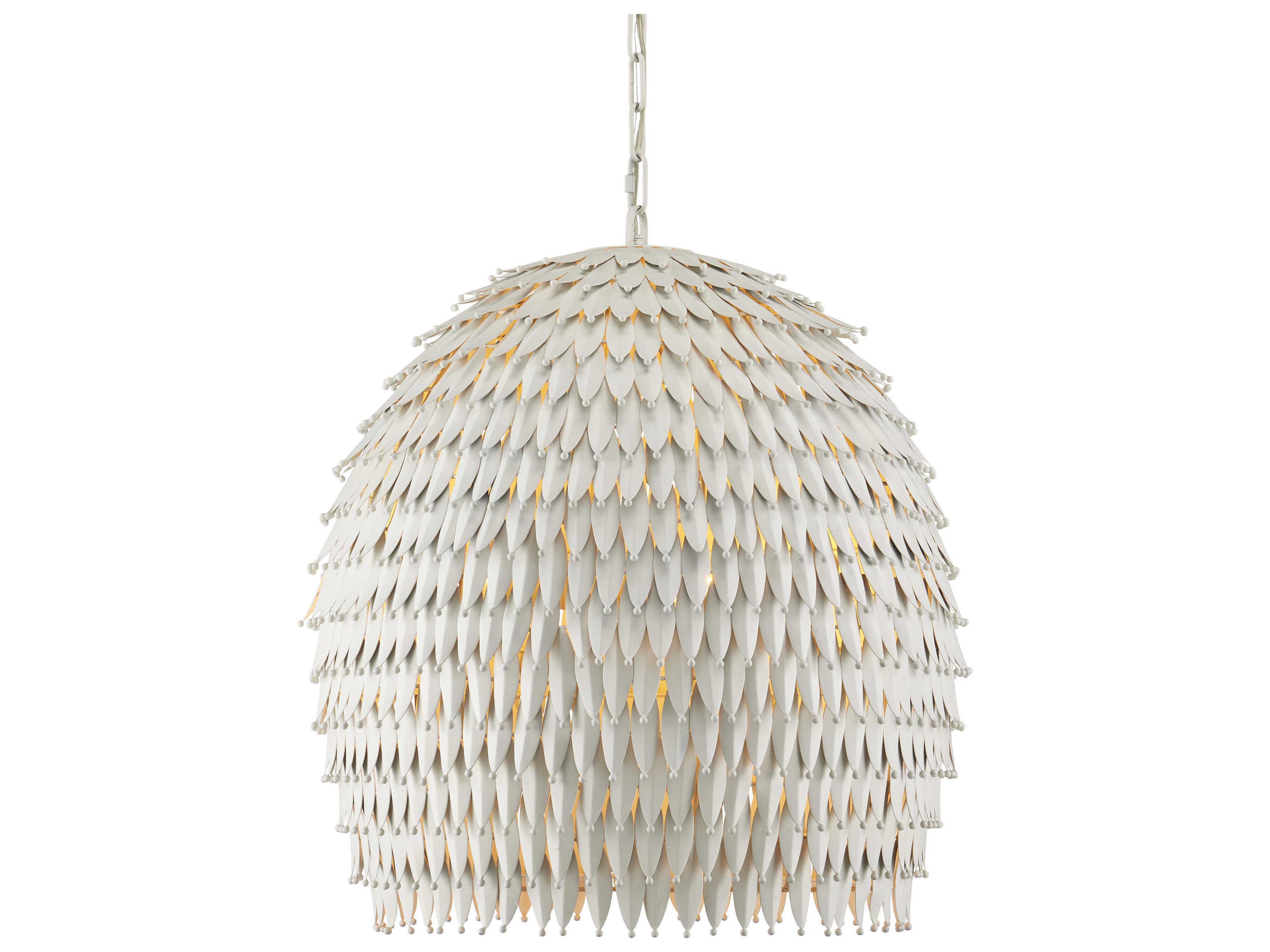 Currey & Company Overlay 3-Light White Pendant