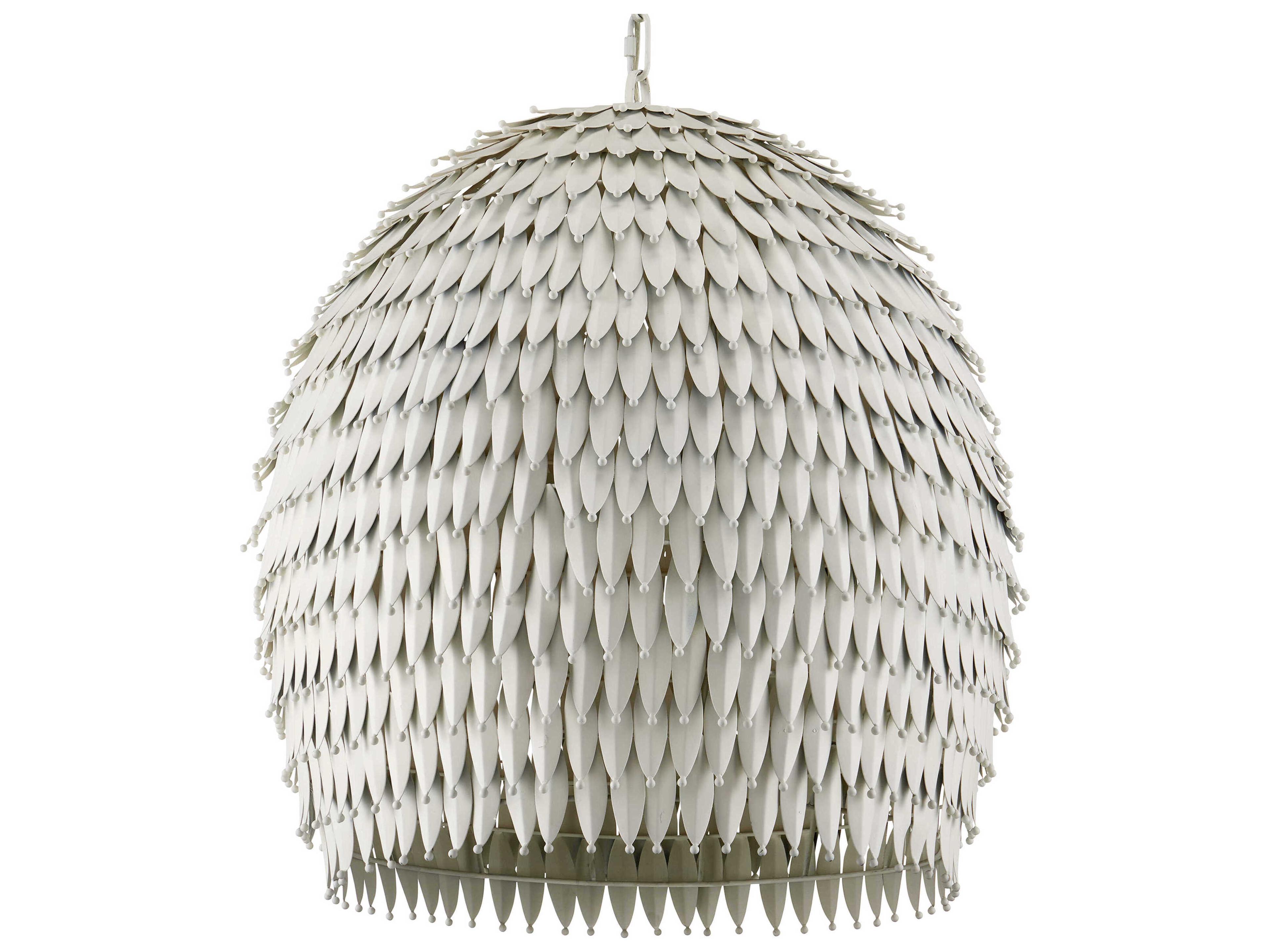Currey & Company Overlay 3-Light White Pendant