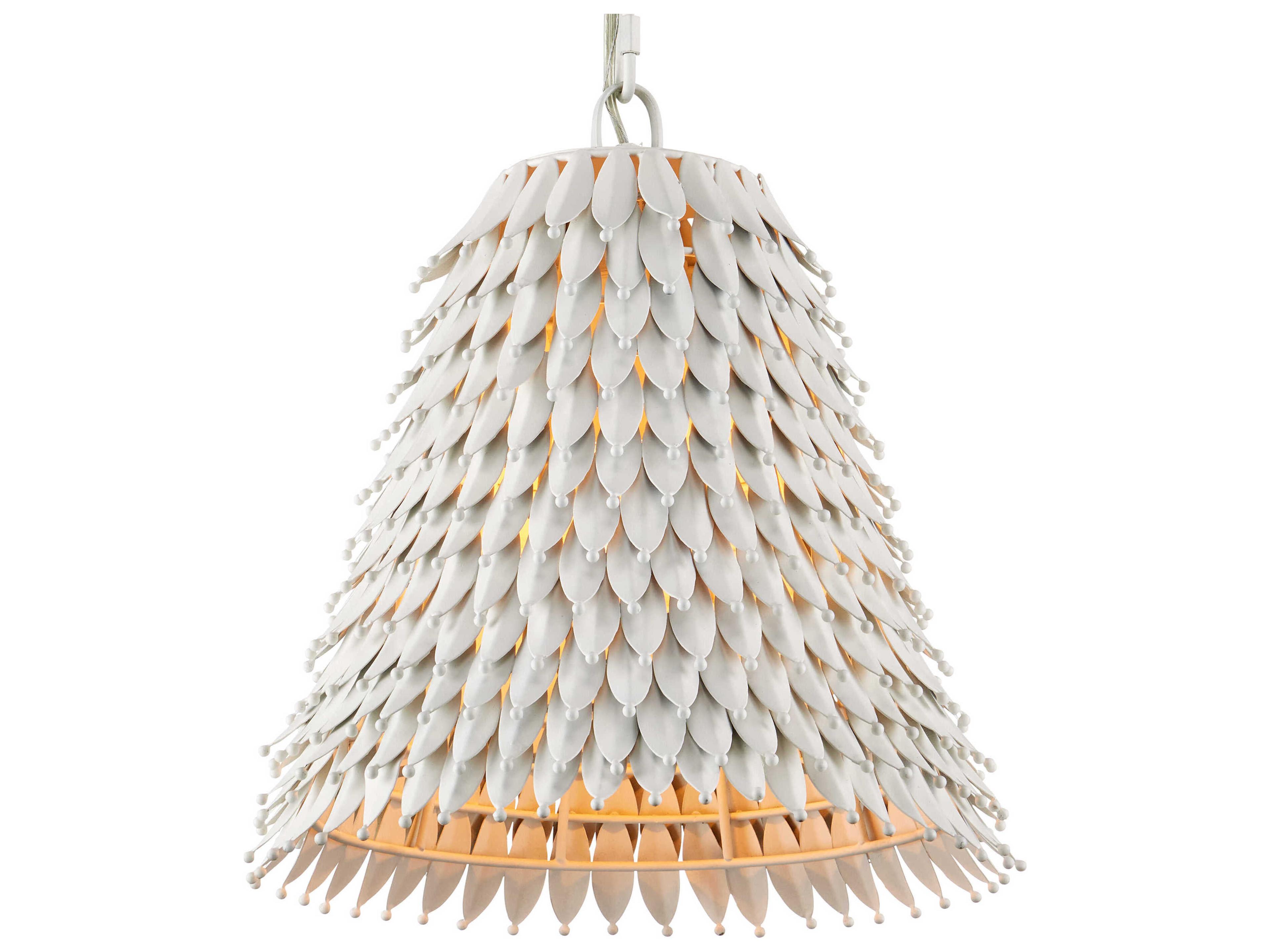 Currey & Company Overlay 1-Light White Bell Pendant