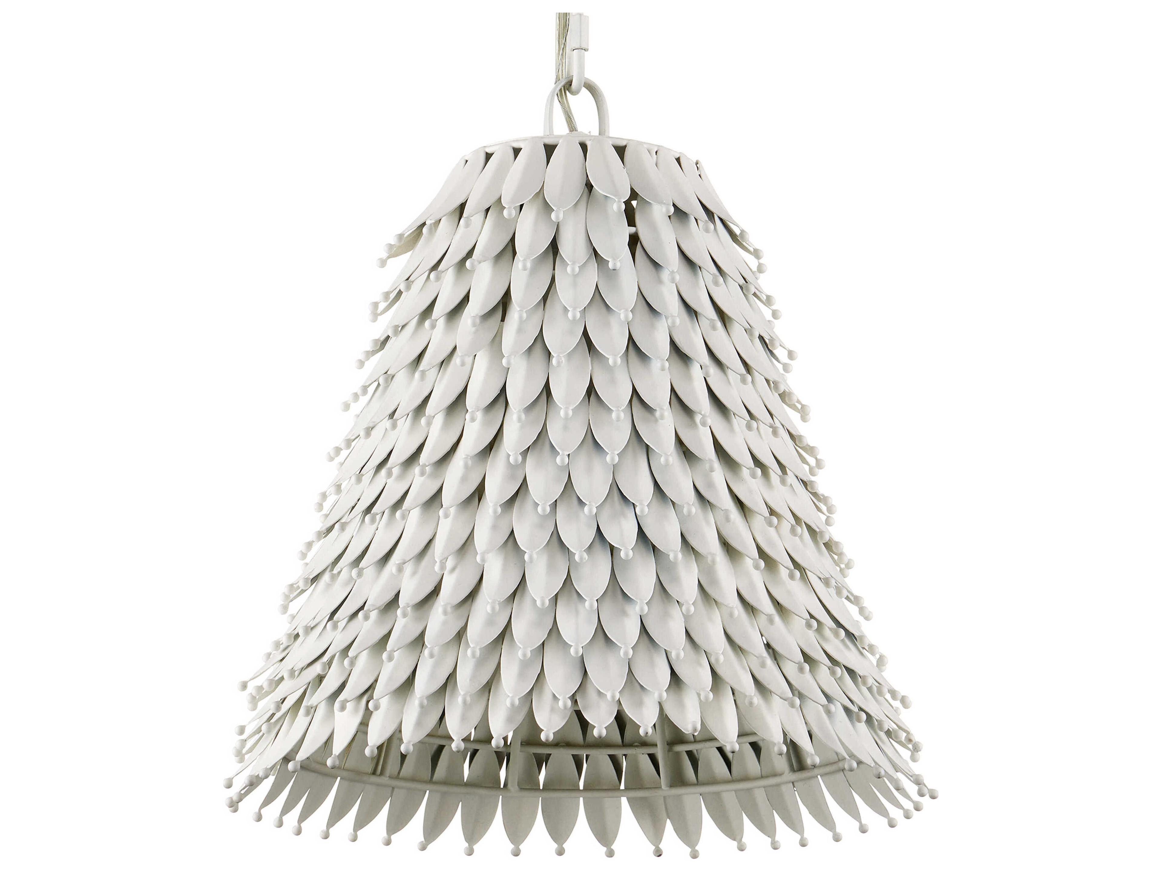 Currey & Company Overlay 1-Light White Bell Pendant