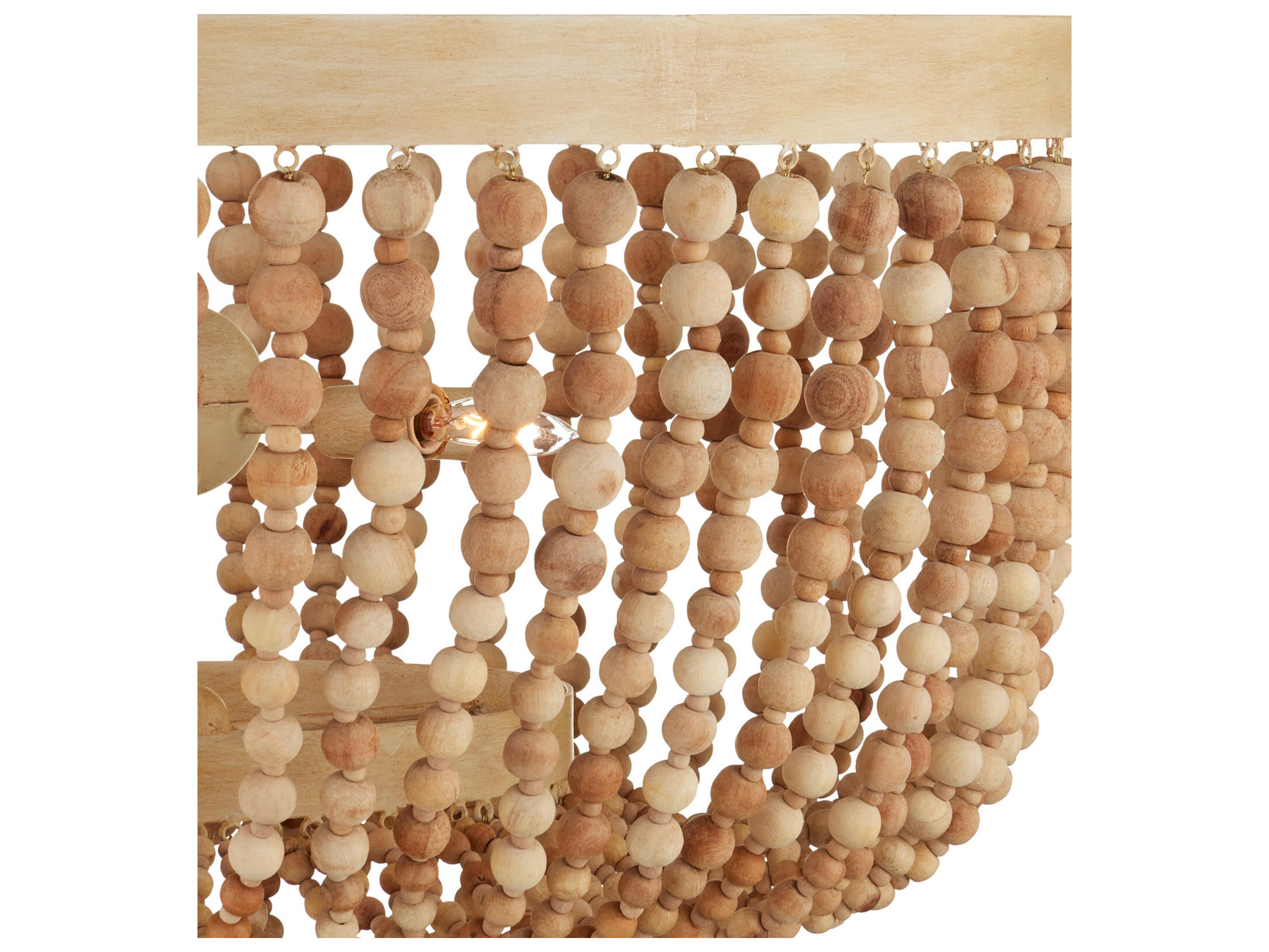 Currey & Company Sabia 6-Light Natural Coco Cream Wood Chandelier