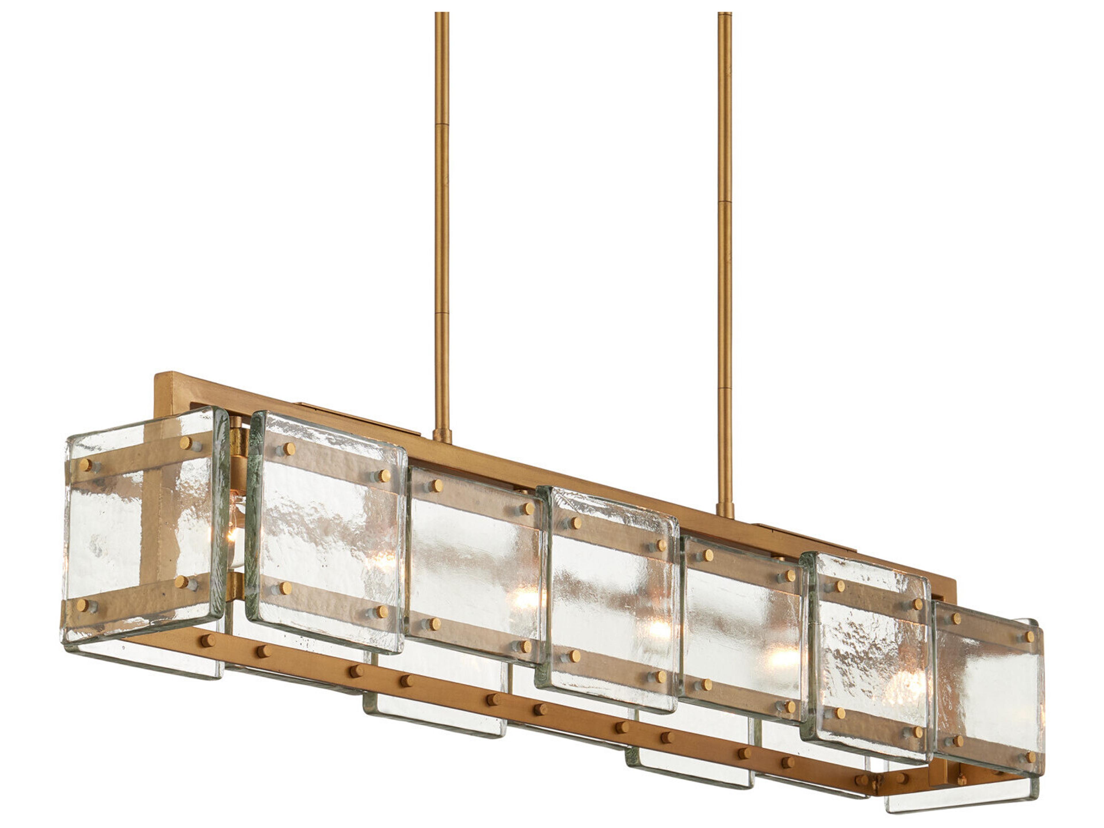 Currey & Company Countervail 6-Light Clear Antique Brass Island Pendant