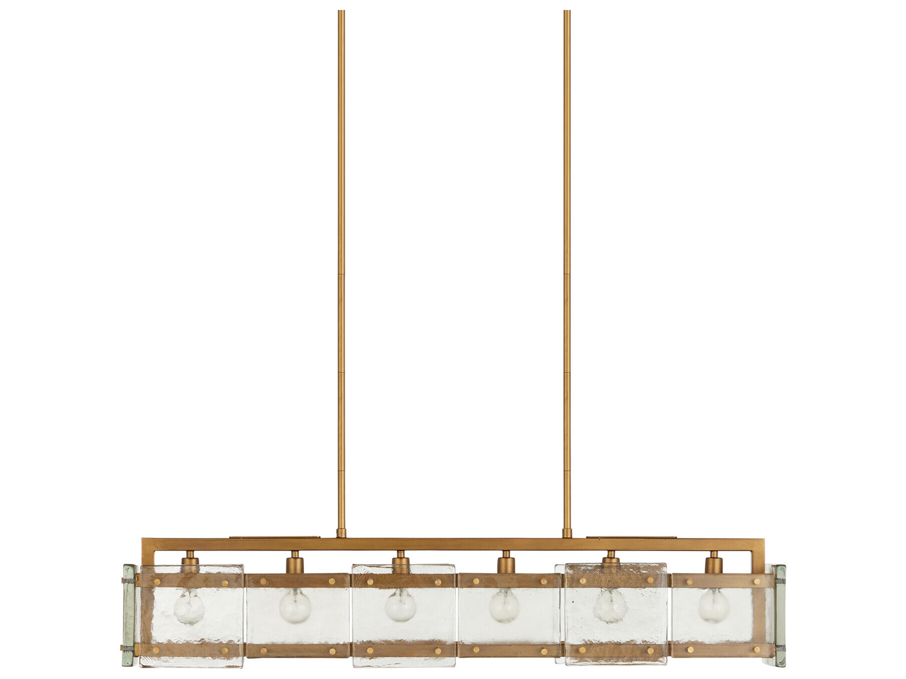 Currey & Company Countervail 6-Light Clear Antique Brass Island Pendant