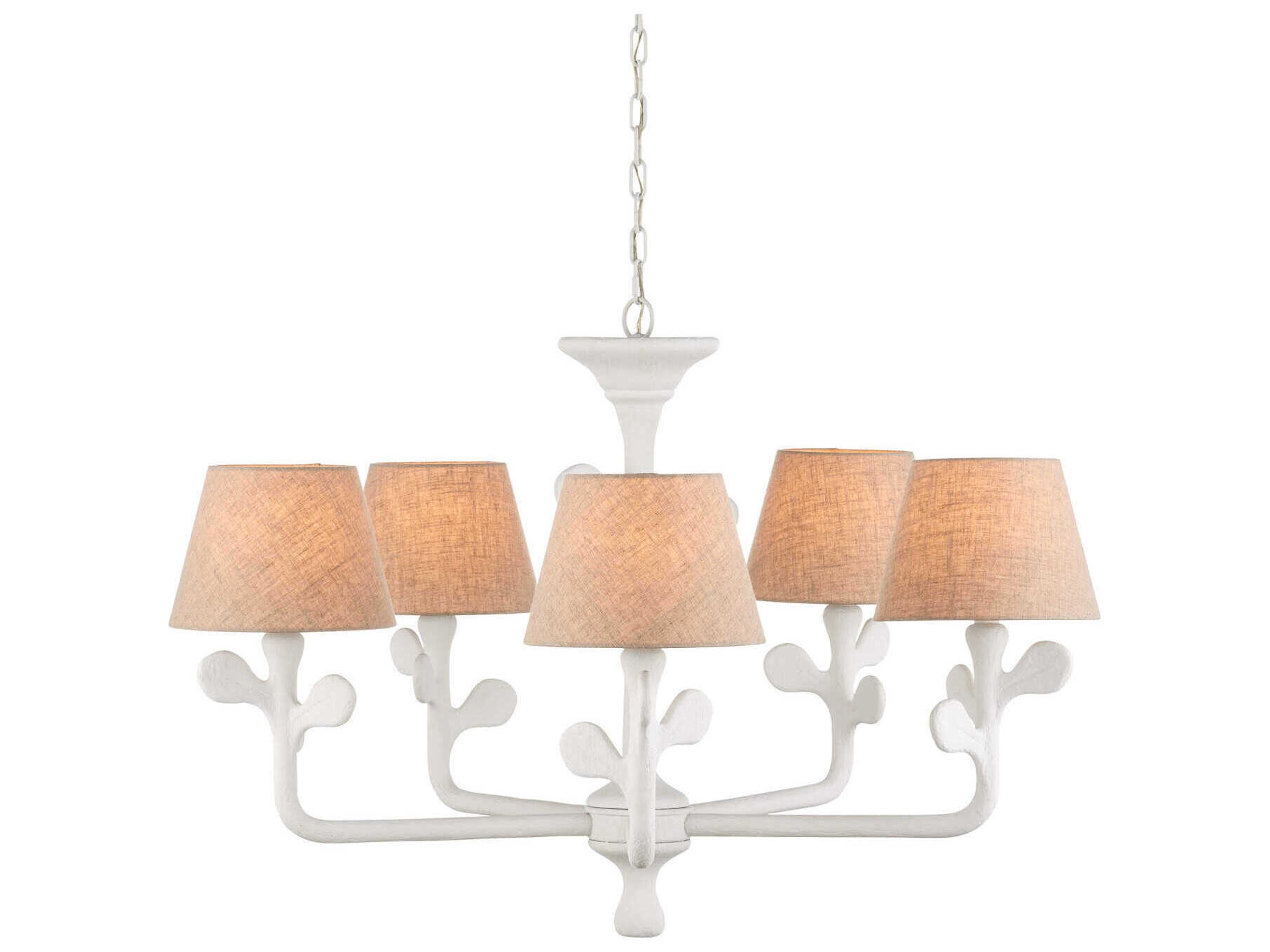 Currey & Company Charny 5-Light Gesso White Chandelier