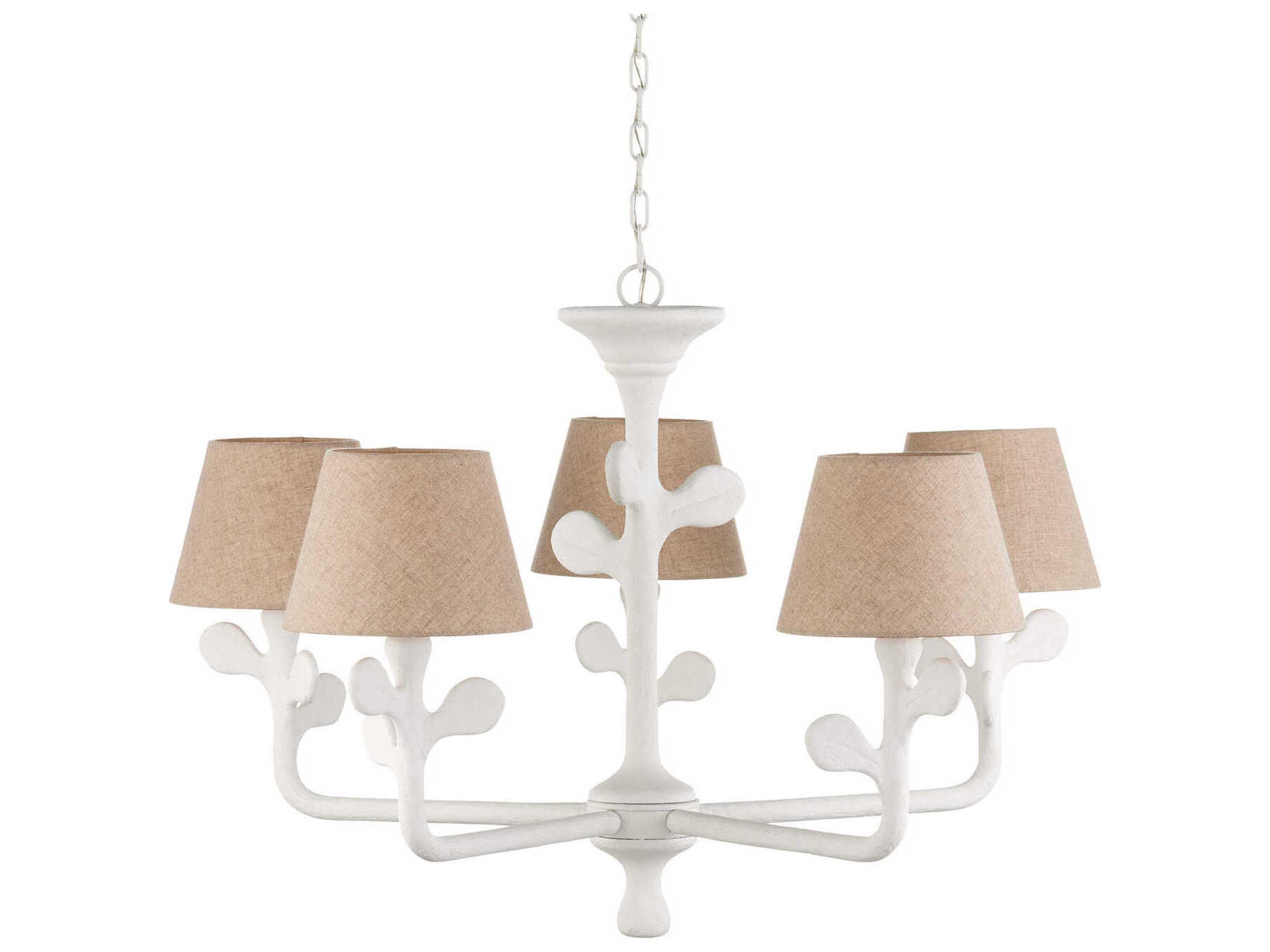 Currey & Company Charny 5-Light Gesso White Chandelier