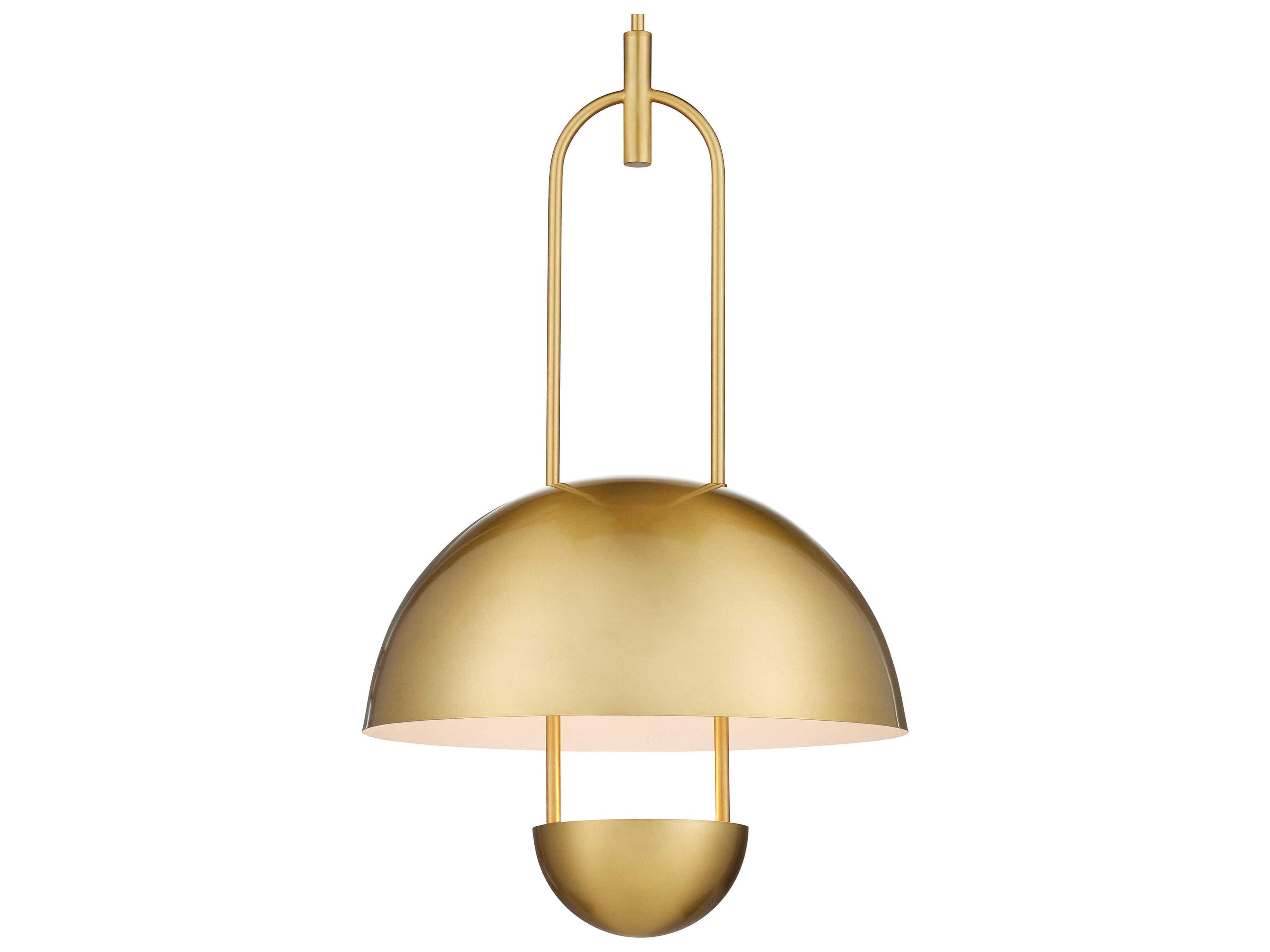 Currey & Company Creighton 1-Light Brass White Dome Semi Flush Mount