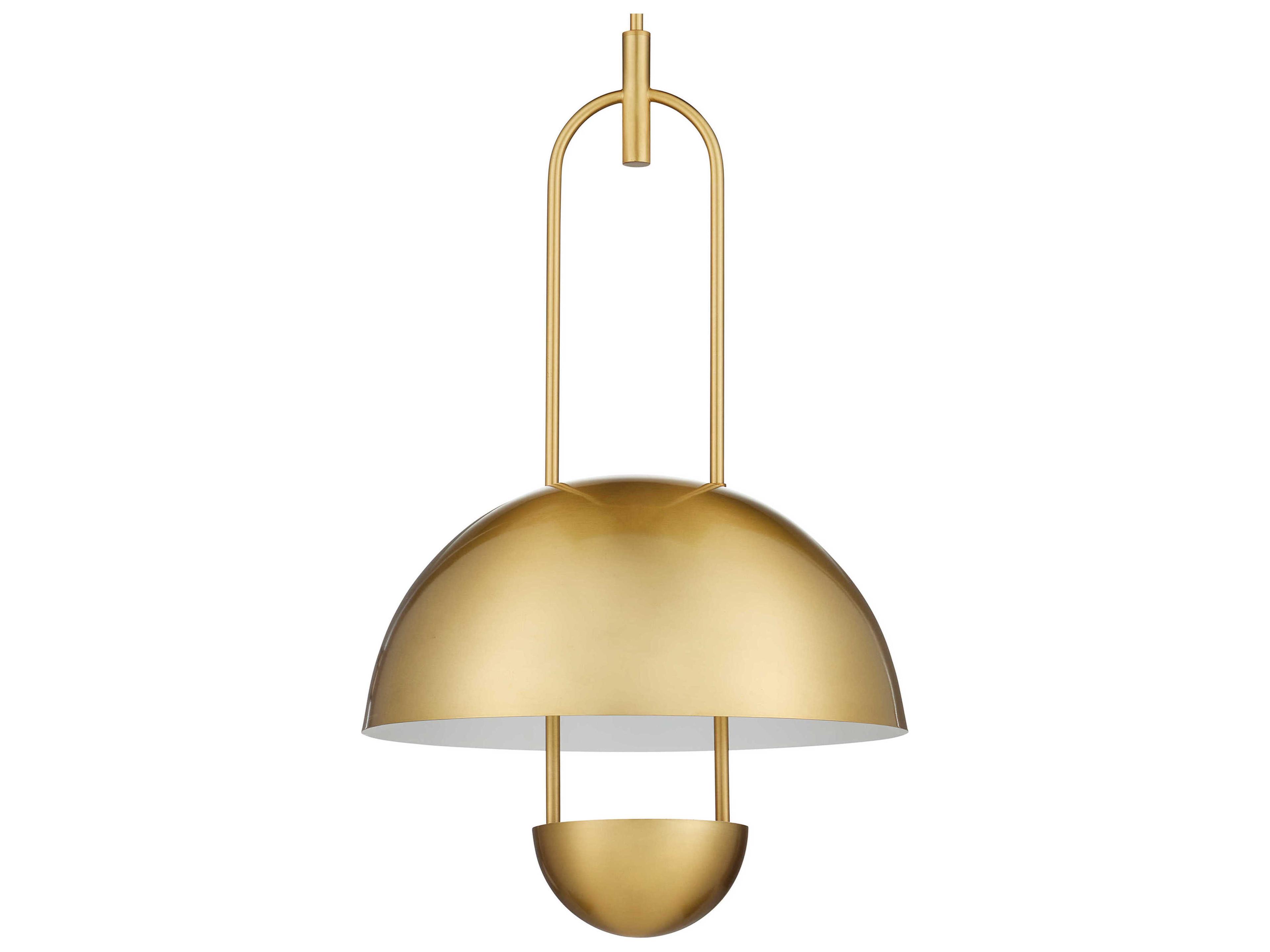 Currey & Company Creighton 1-Light Brass White Dome Semi Flush Mount