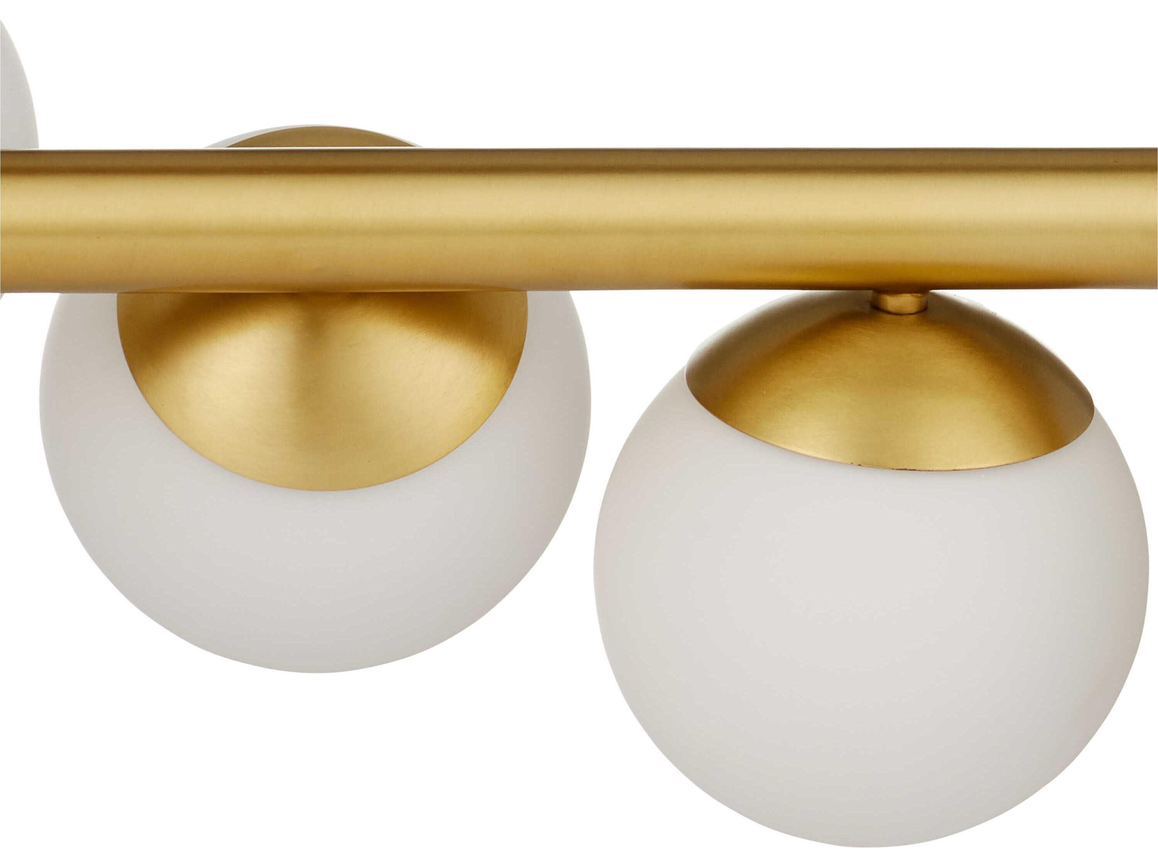 Currey & Company Barcarolle 9-Light Brushed Brass White Globe Linear Island Pendant