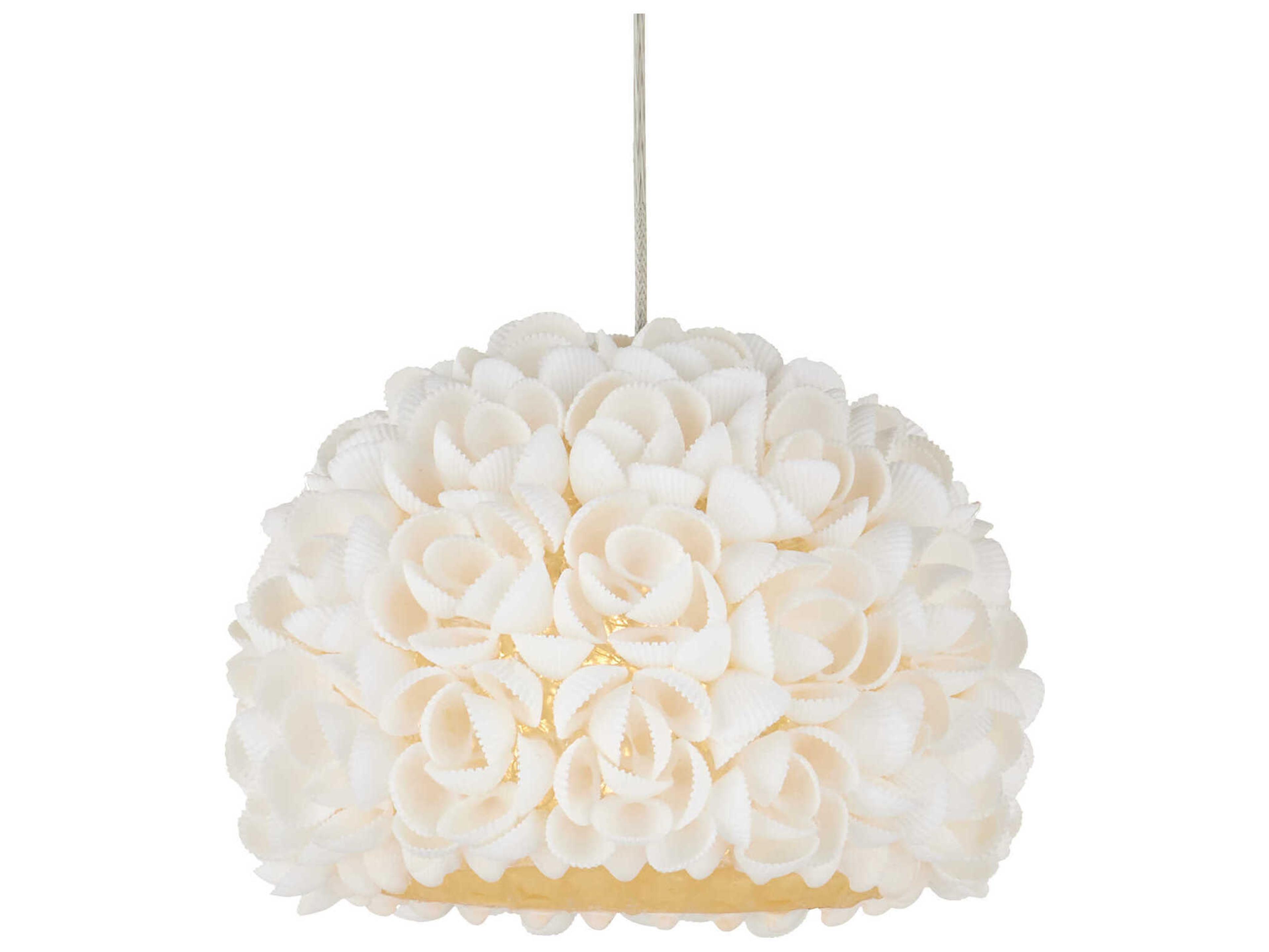 Currey & Company Virtu 7-Light Natural Silver White Dome Round Island Pendant