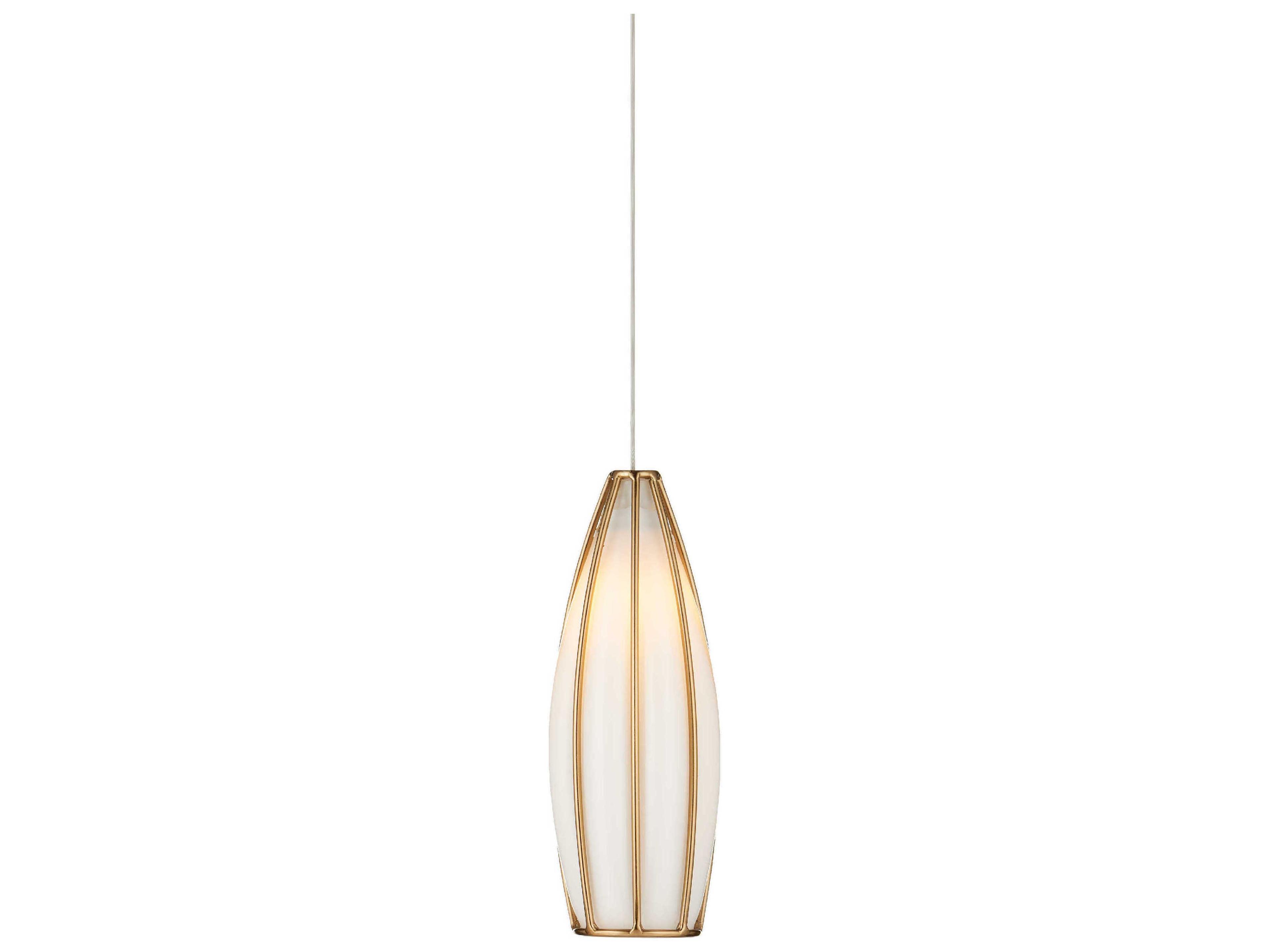 Parish Pendant Light in Antique Brass and White Glass