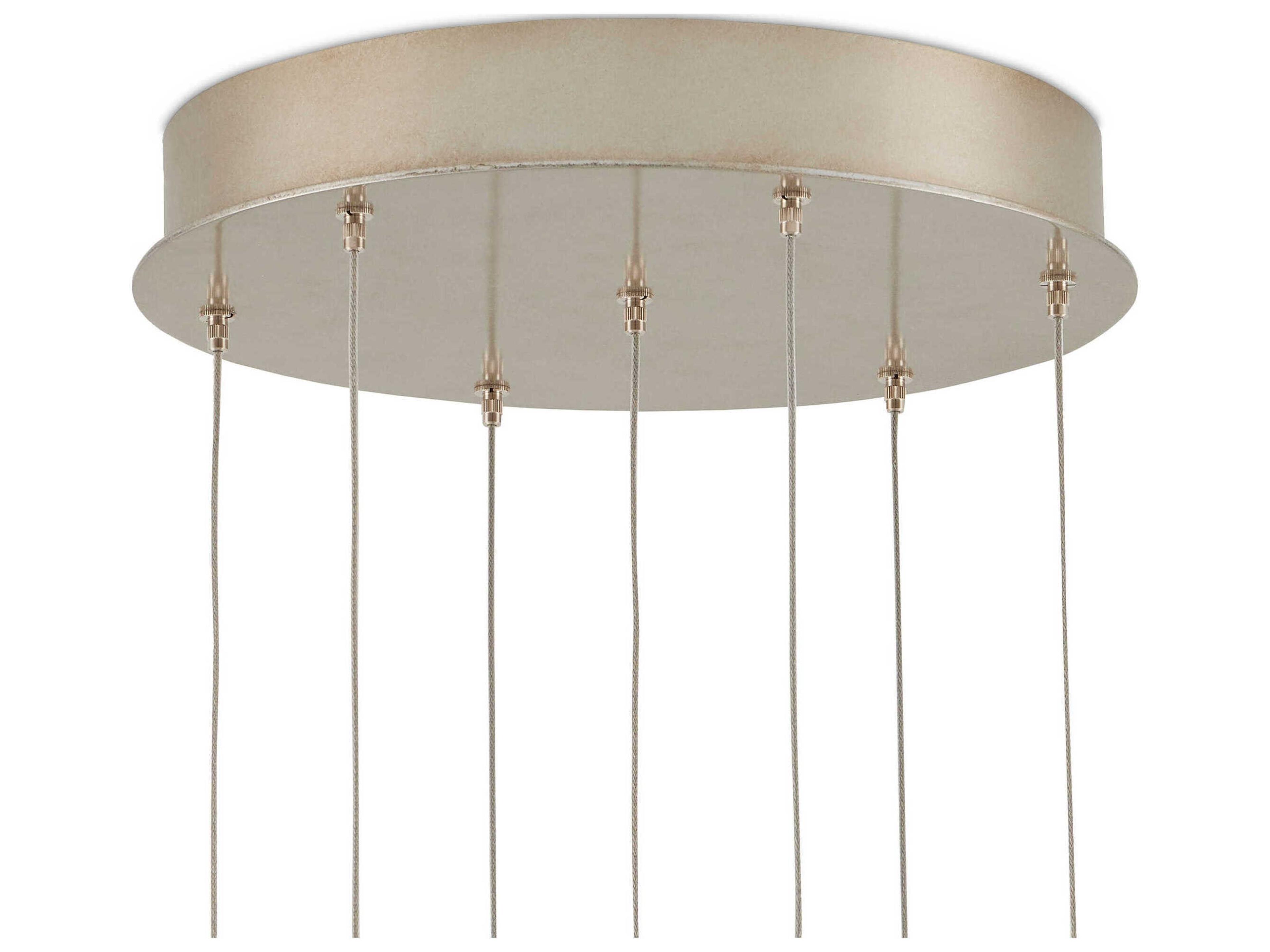 Currey & Company Parish 7-Light White Antique Brass Silver Pendant