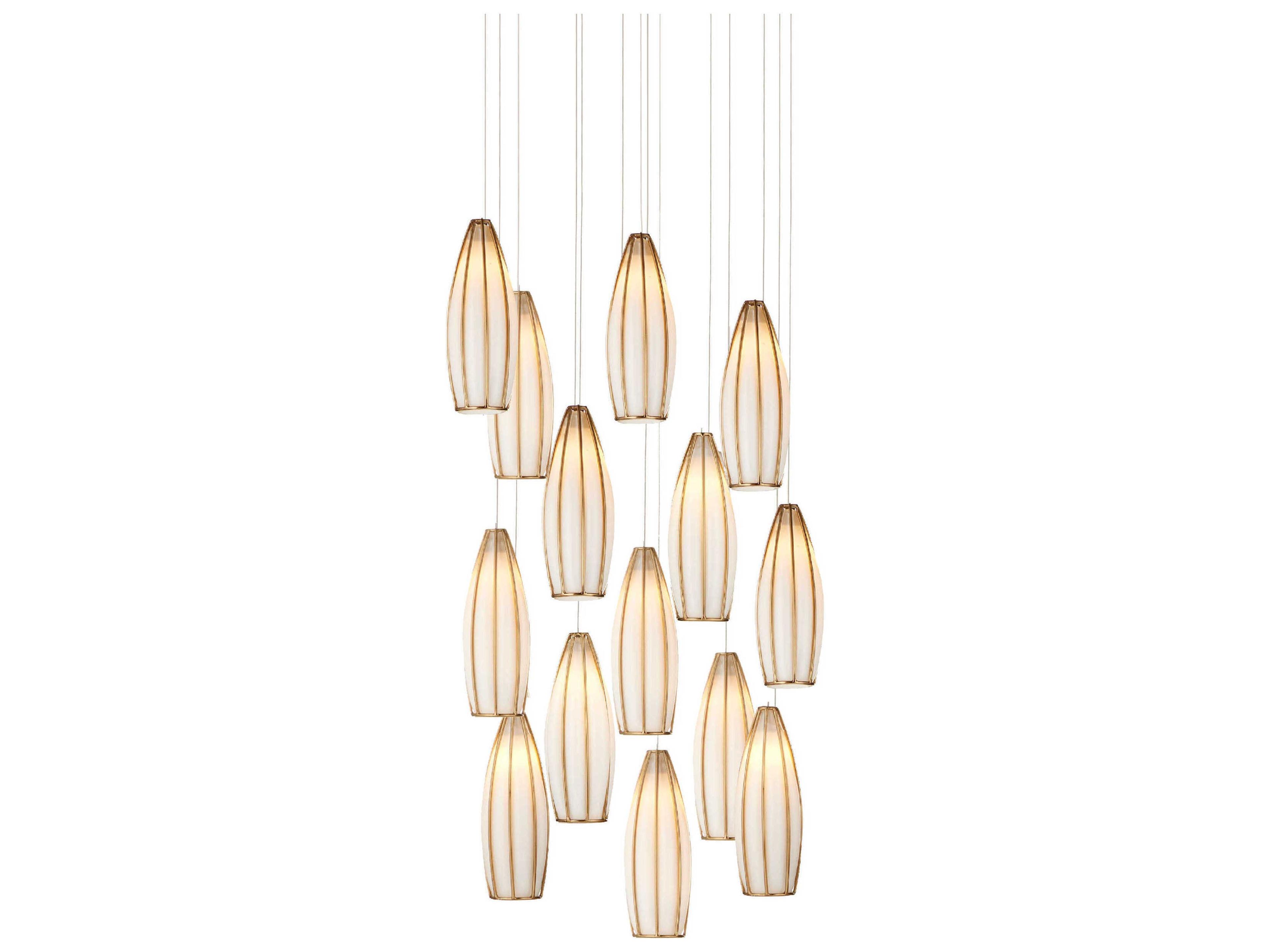 Parish 15-Light White Antique Brass Silver Pendant