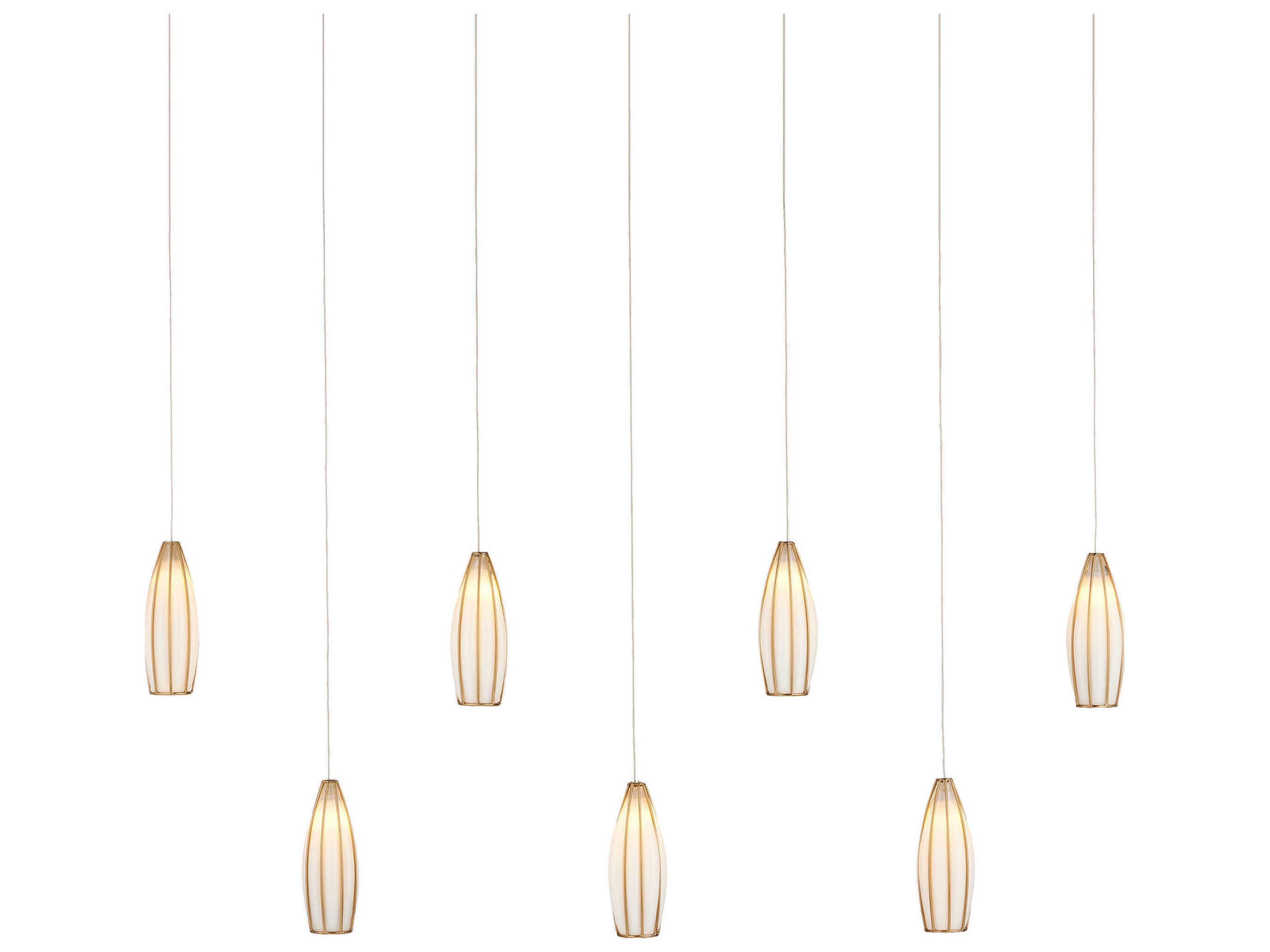 Parish 7-Light White Antique Brass Silver Island Pendant